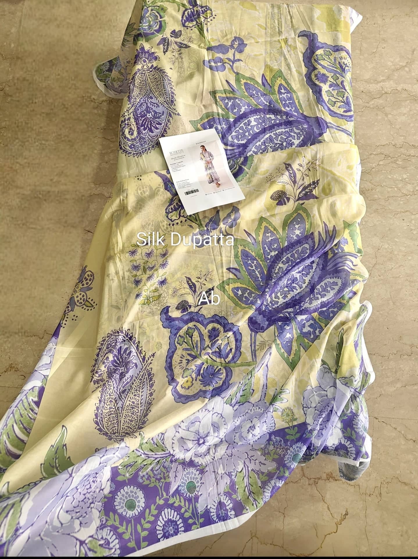 Open Pic/Roheenaz Rosette Lawn/Blush Meadow/Silk Dupatta