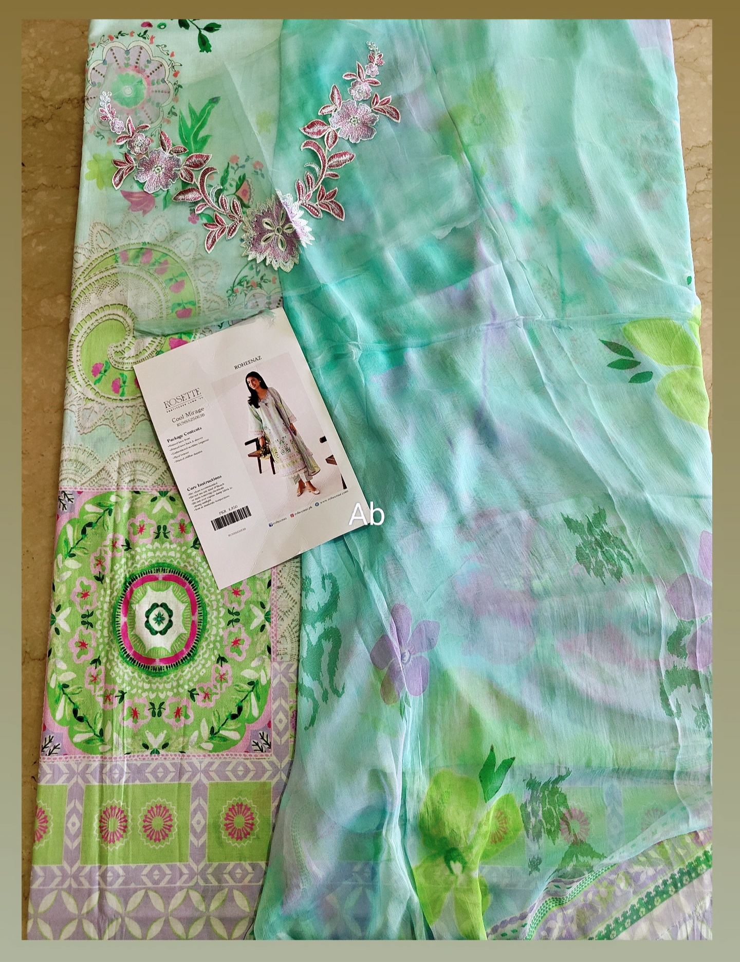 Open Pic/Roheenaz Rosette Lawn/Morning Dew/Chiffon Dupatta
