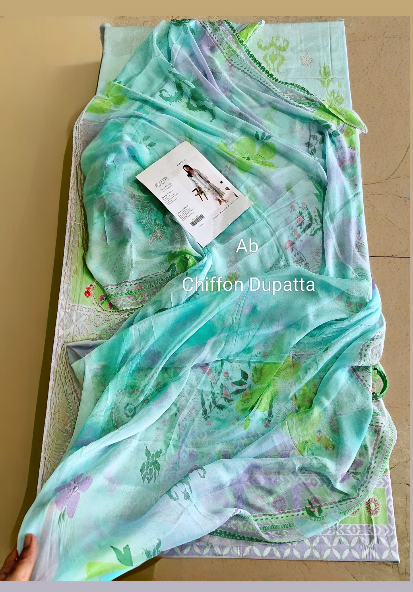 Open Pic/Roheenaz Rosette Lawn/Morning Dew/Chiffon Dupatta