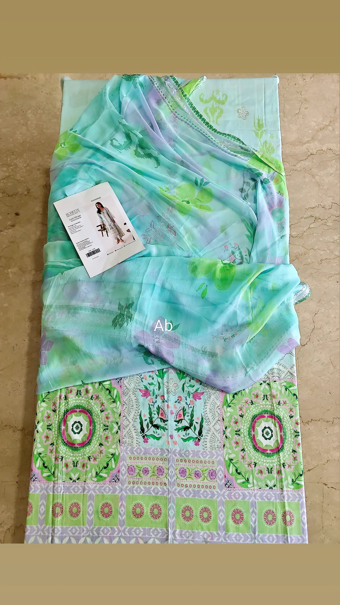 Open Pic/Roheenaz Rosette Lawn/Morning Dew/Chiffon Dupatta