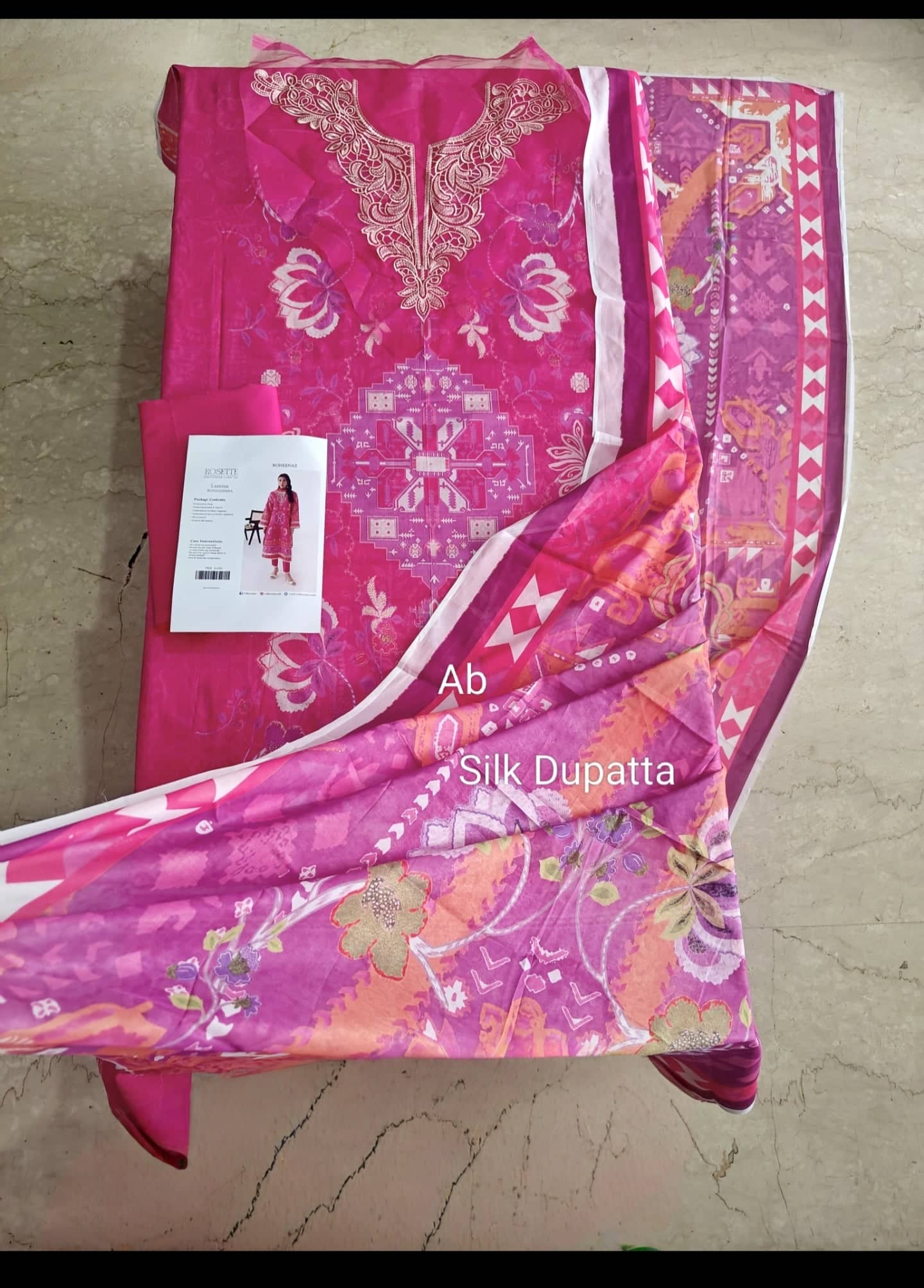 Open Pic/Roheenaz Rosette Lawn/Roheenaz Rosette Lawn/Lumina/Silk Dupatta