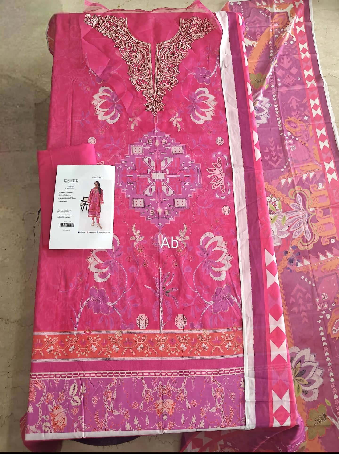 Open Pic/Roheenaz Rosette Lawn/Roheenaz Rosette Lawn/Lumina/Silk Dupatta