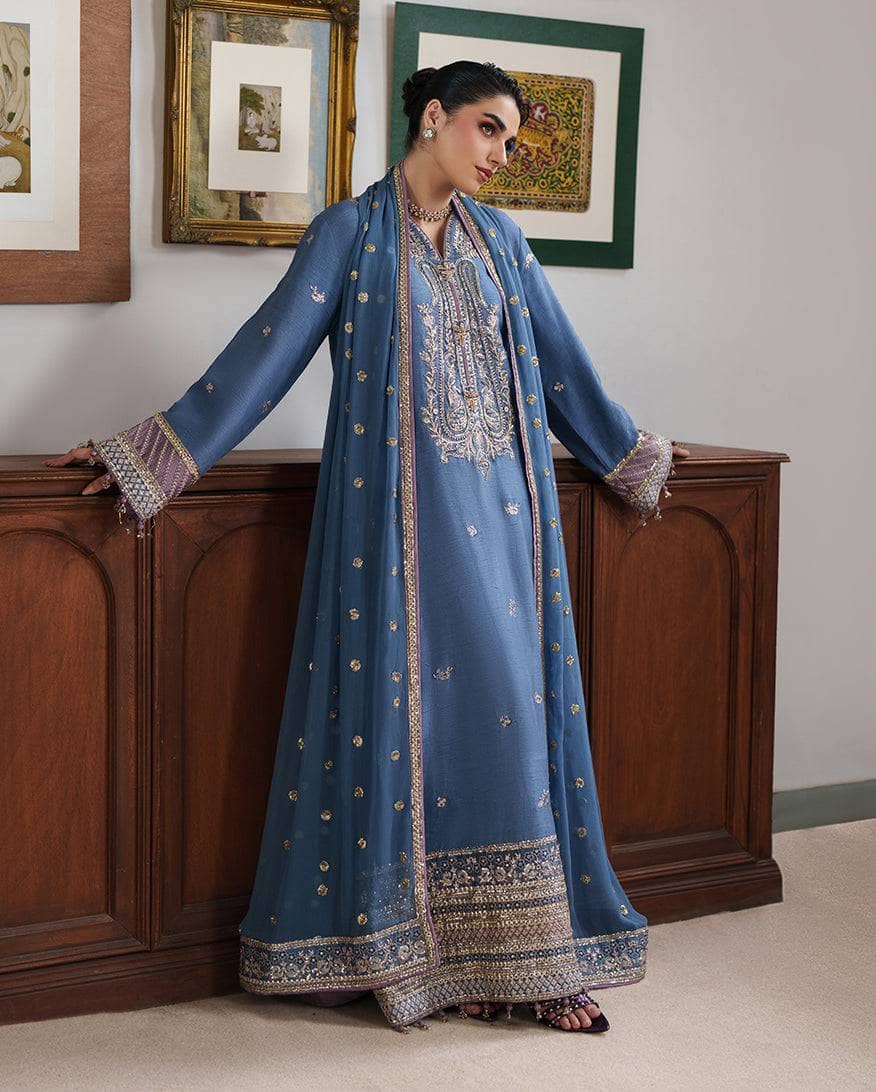 Roheenaz Mah E Noor Silk/Sitara Bano/Dusty Blue