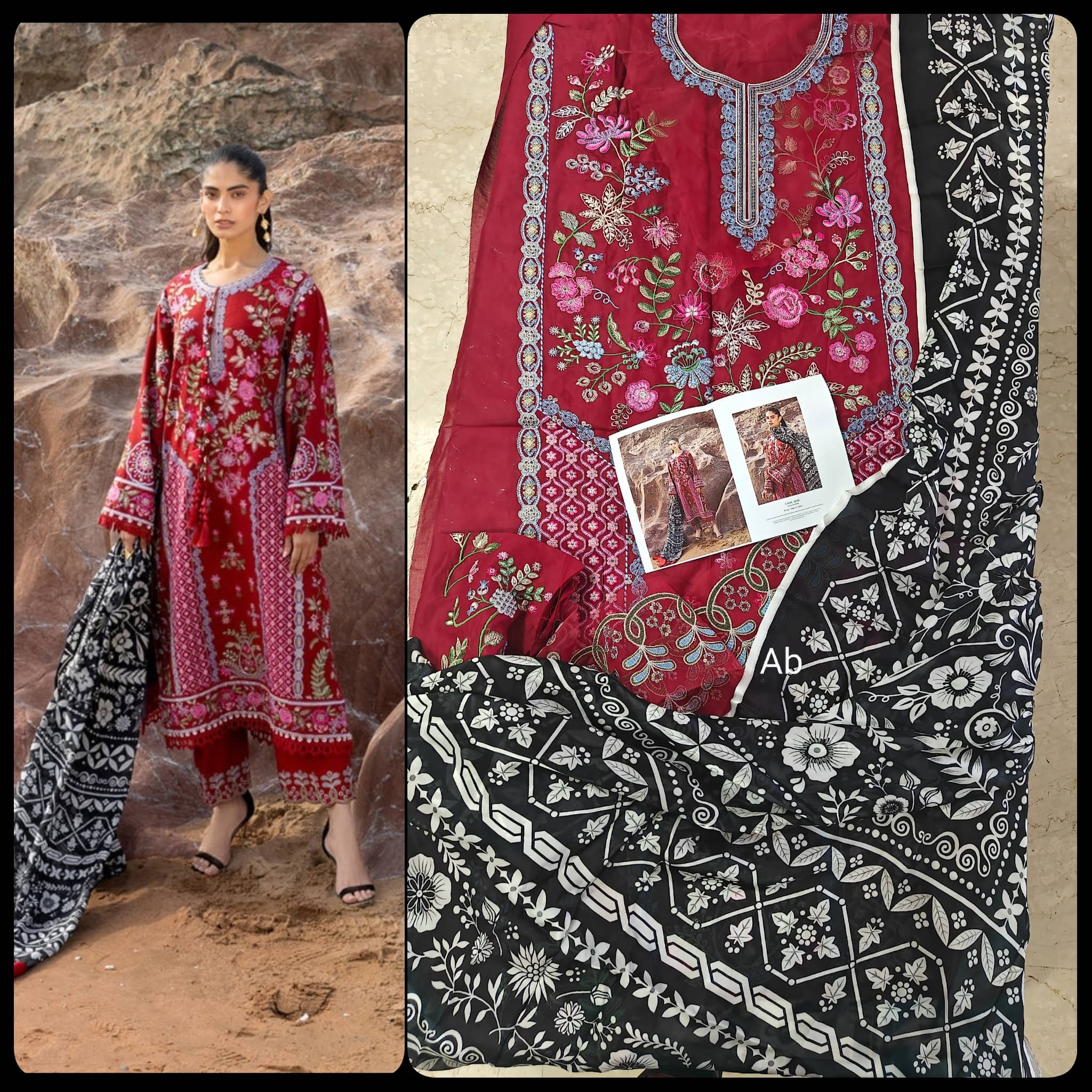 Sale‼️Open Pic/Sadaf Fawad Khan Siraa Lawn/Laal 26/Laal (Copy)