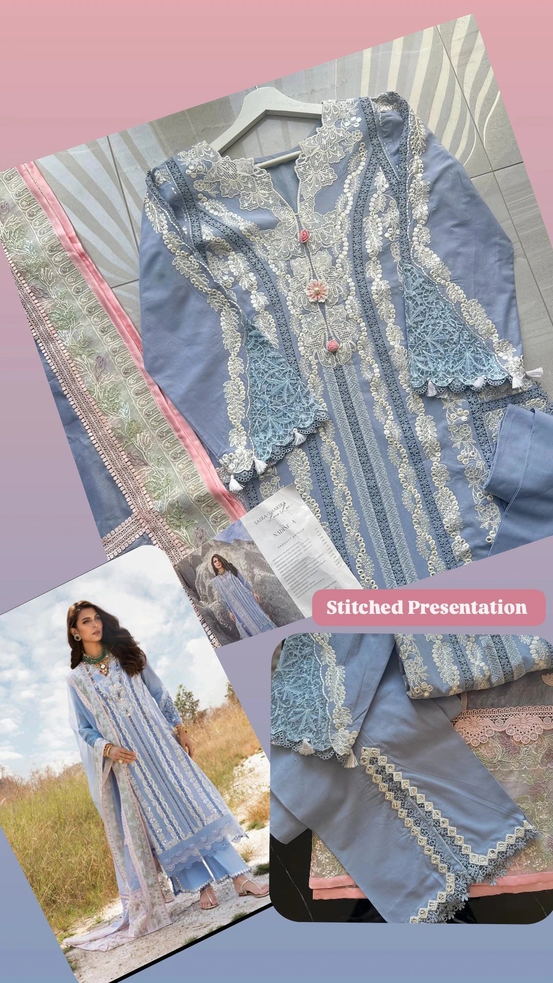 Stitched Look of Unstitched Saira Shakira Lawn 25/NADINE-A/Periwinkle /Size - XL L M S