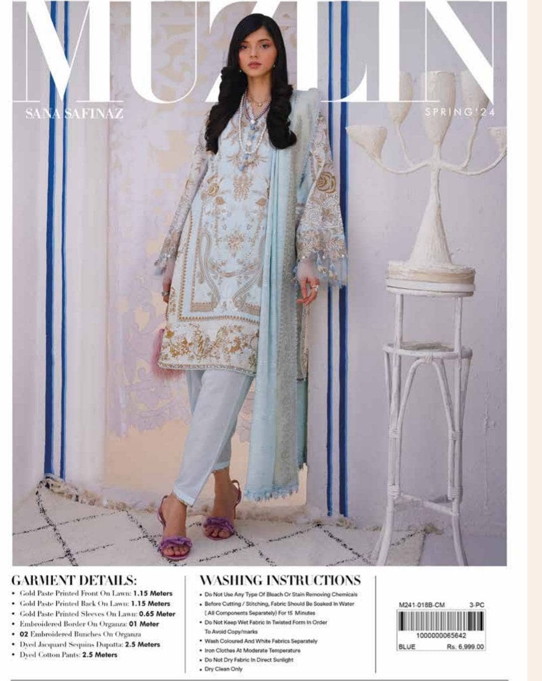 Sana Safinaz Muzlin 24/3 Pc/18 B/Blue