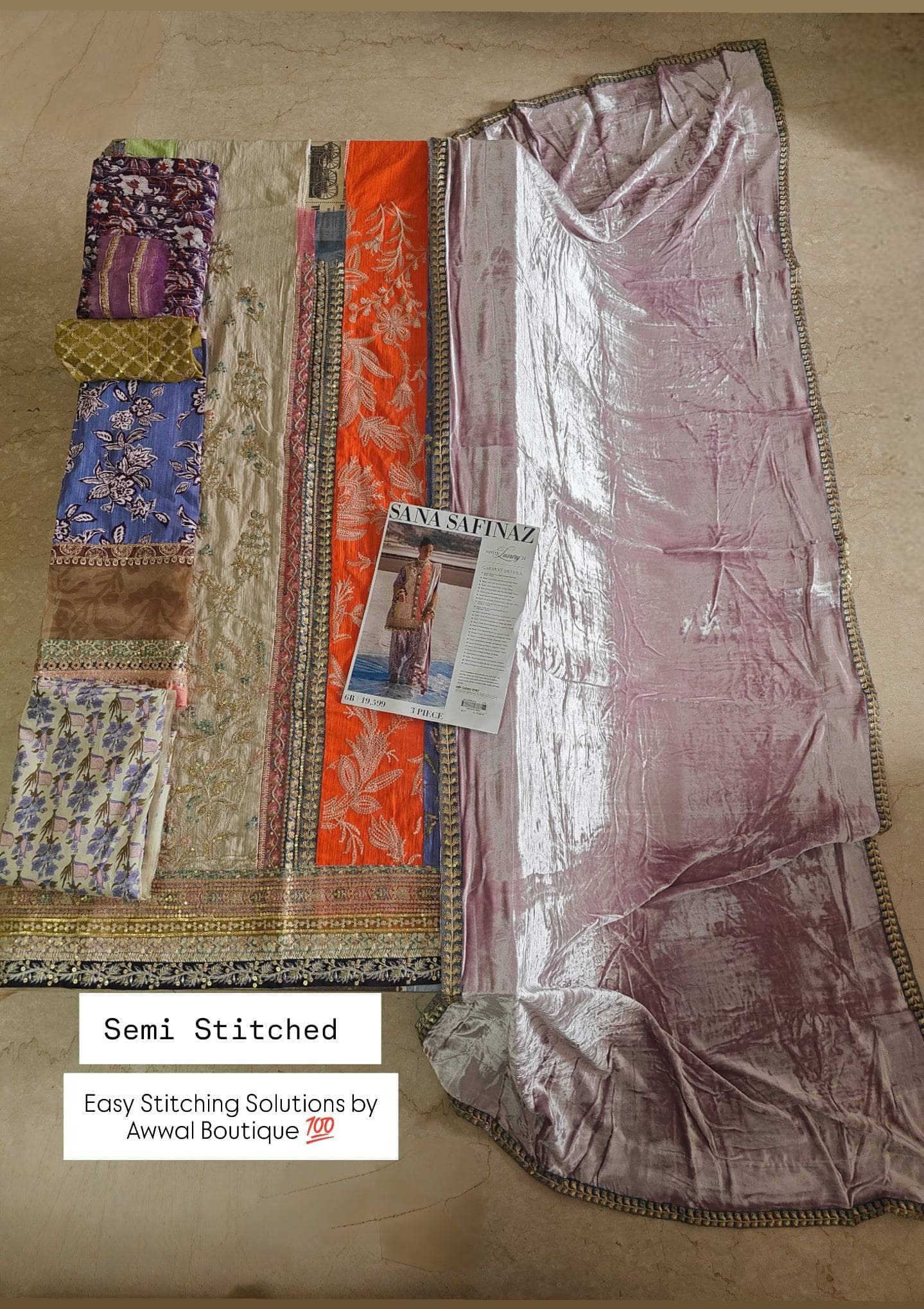 Semi Stitched/Sana Safinaz Winter/Velvet Shawl/6 B