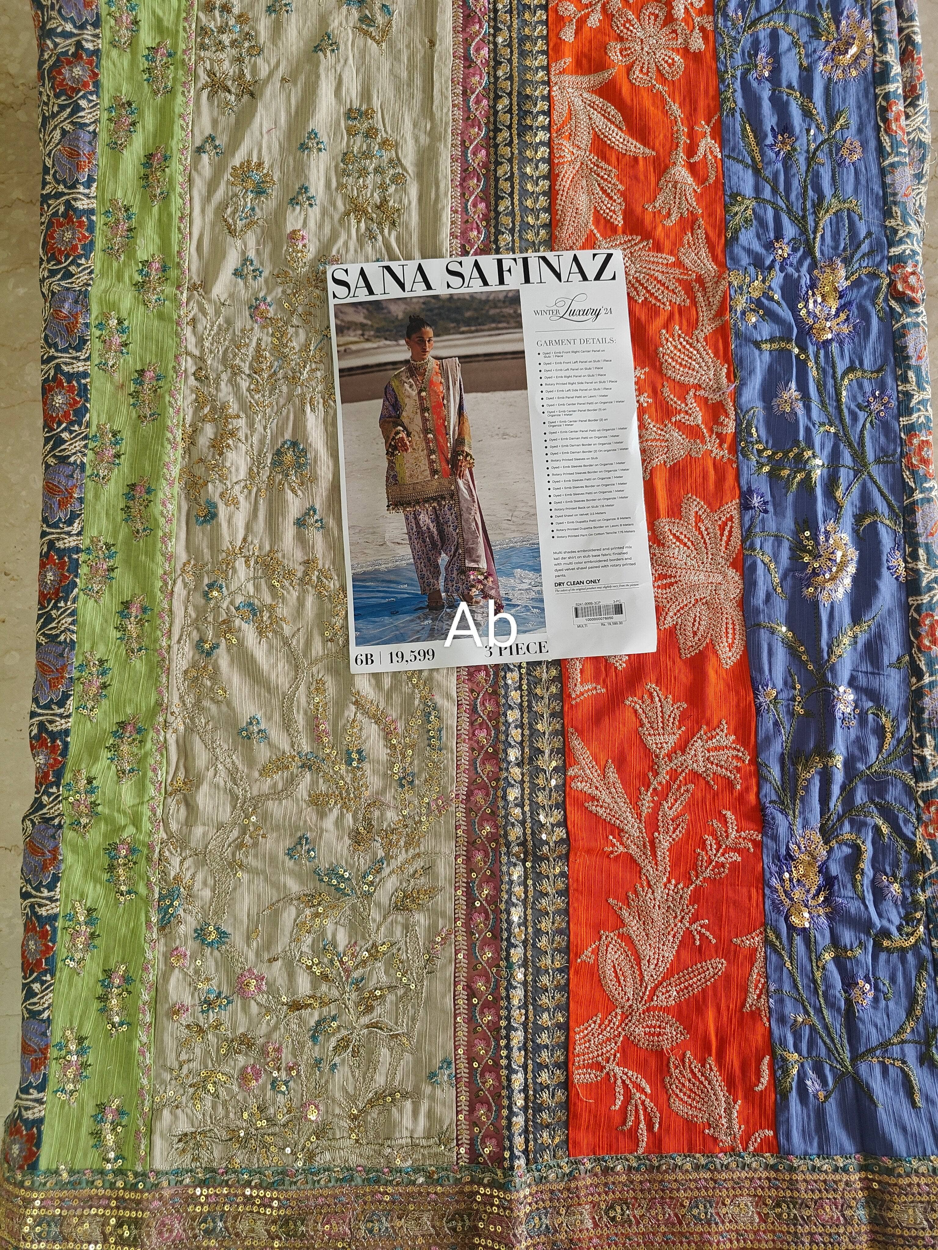 Semi Stitched/Sana Safinaz Winter/Velvet Shawl/6 B