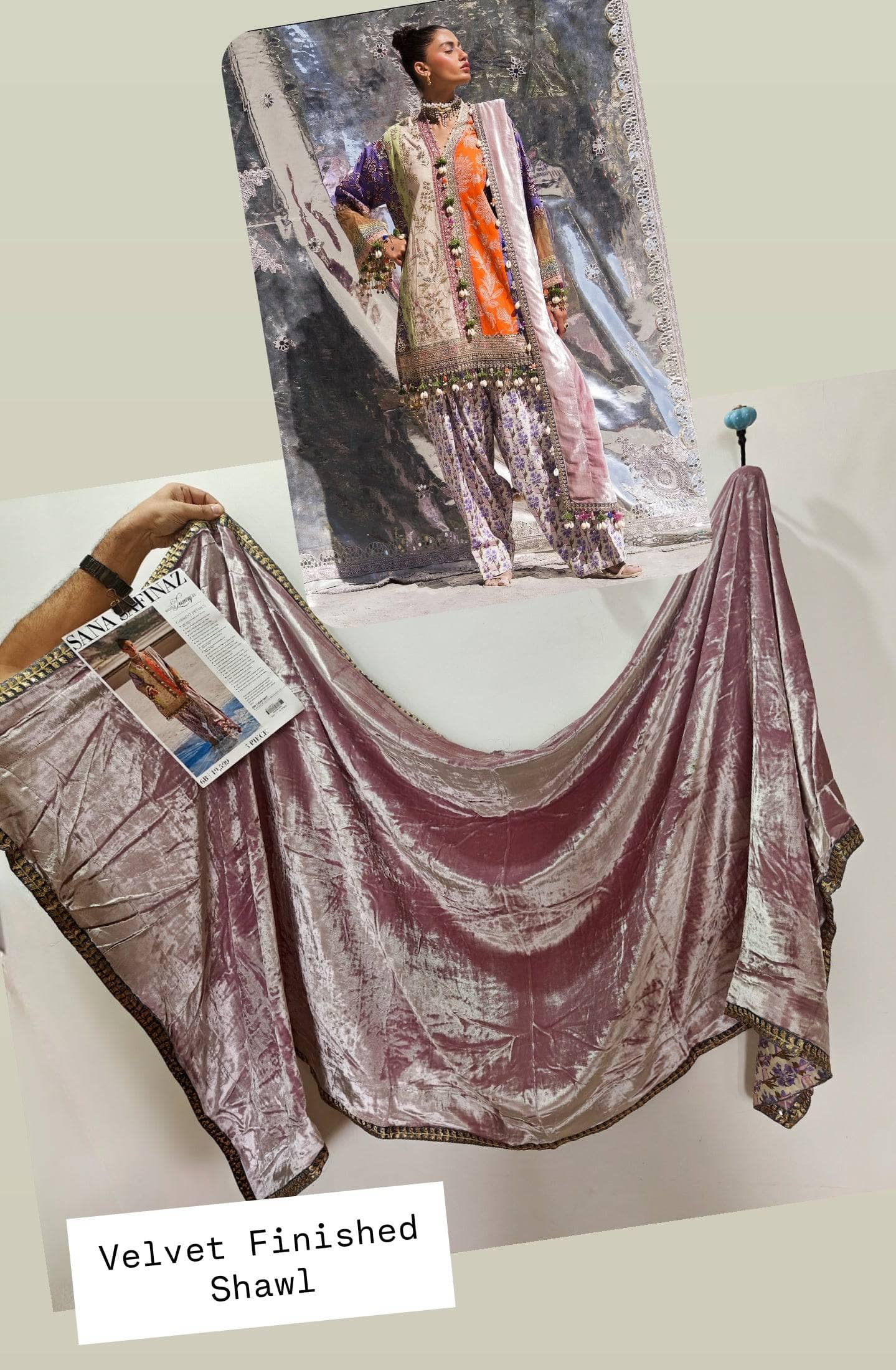 Semi Stitched/Sana Safinaz Winter/Velvet Shawl/6 B