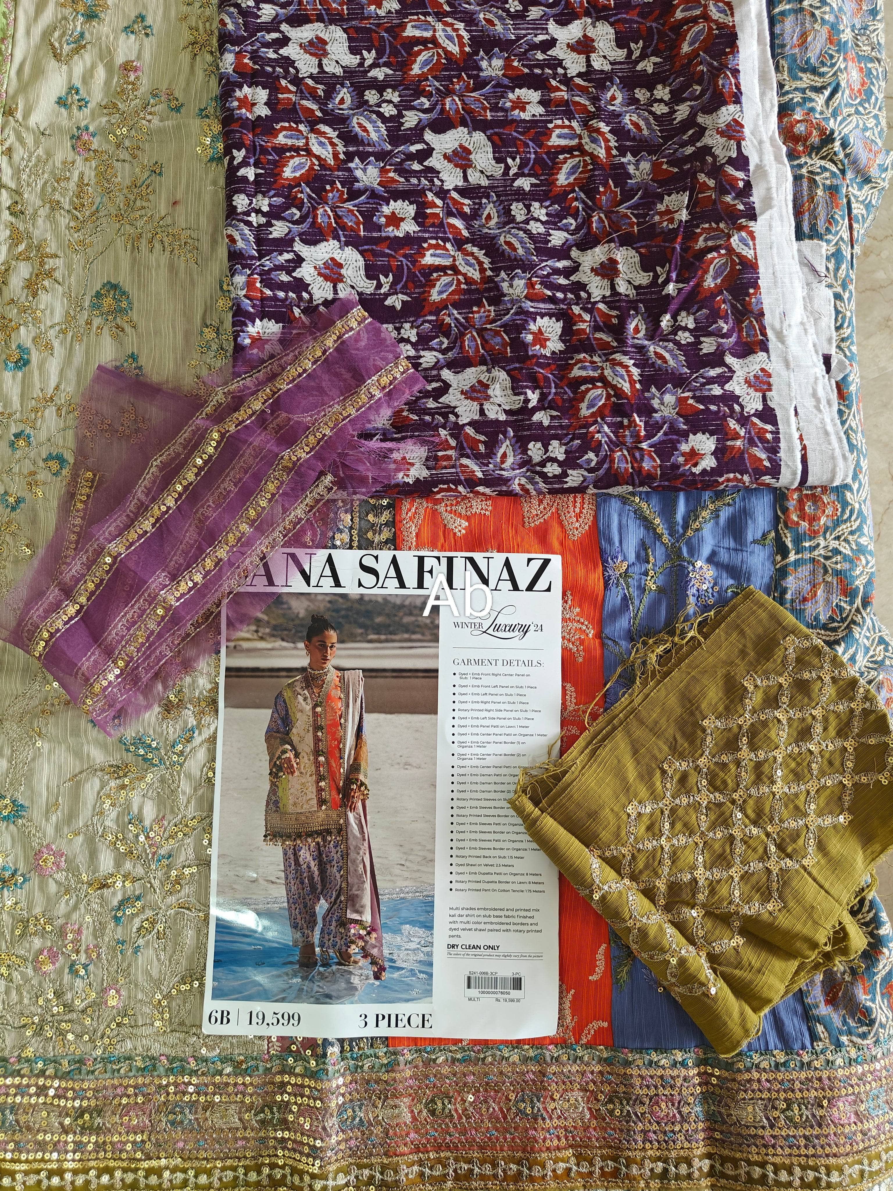 Semi Stitched/Sana Safinaz Winter/Velvet Shawl/6 B