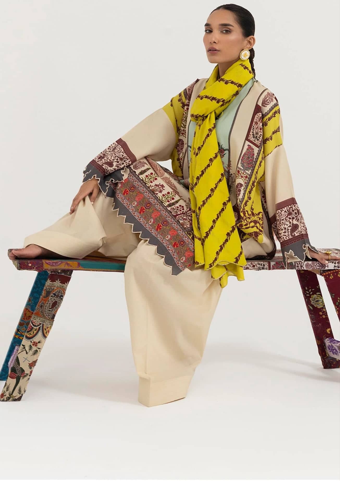 Sana Safinaz Mahay Luxury Winter Brands Sana Safinaz Mahay Winter 25/Slub Linen Suit/7A/Shirt Dupatta