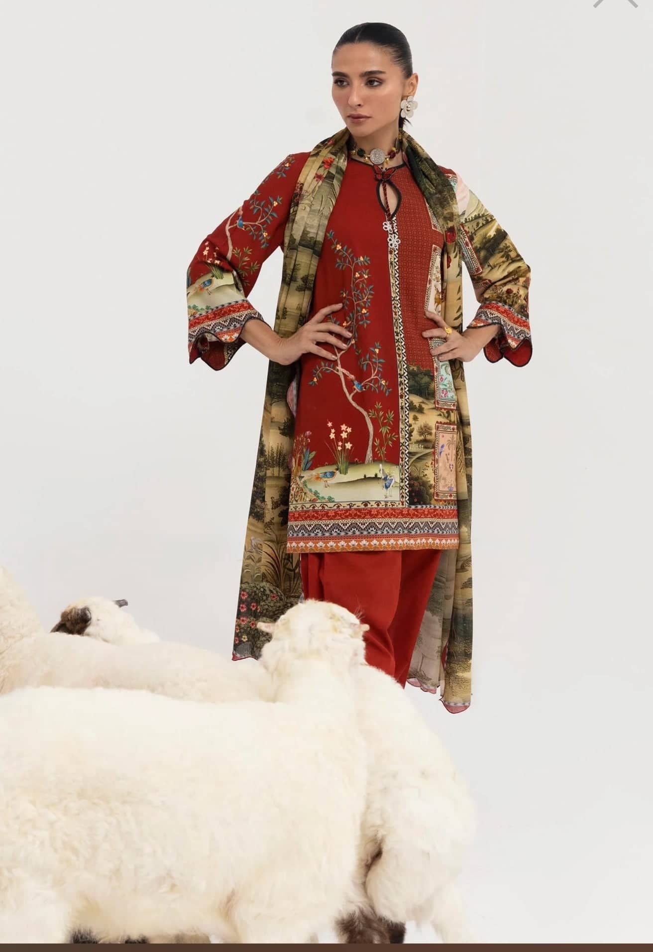 Sana Safinaz Mahay Luxury Winter Brands Sana Safinaz Mahay Winter 25/Slub Linen Suit/9A/Shirt Dupatta Set