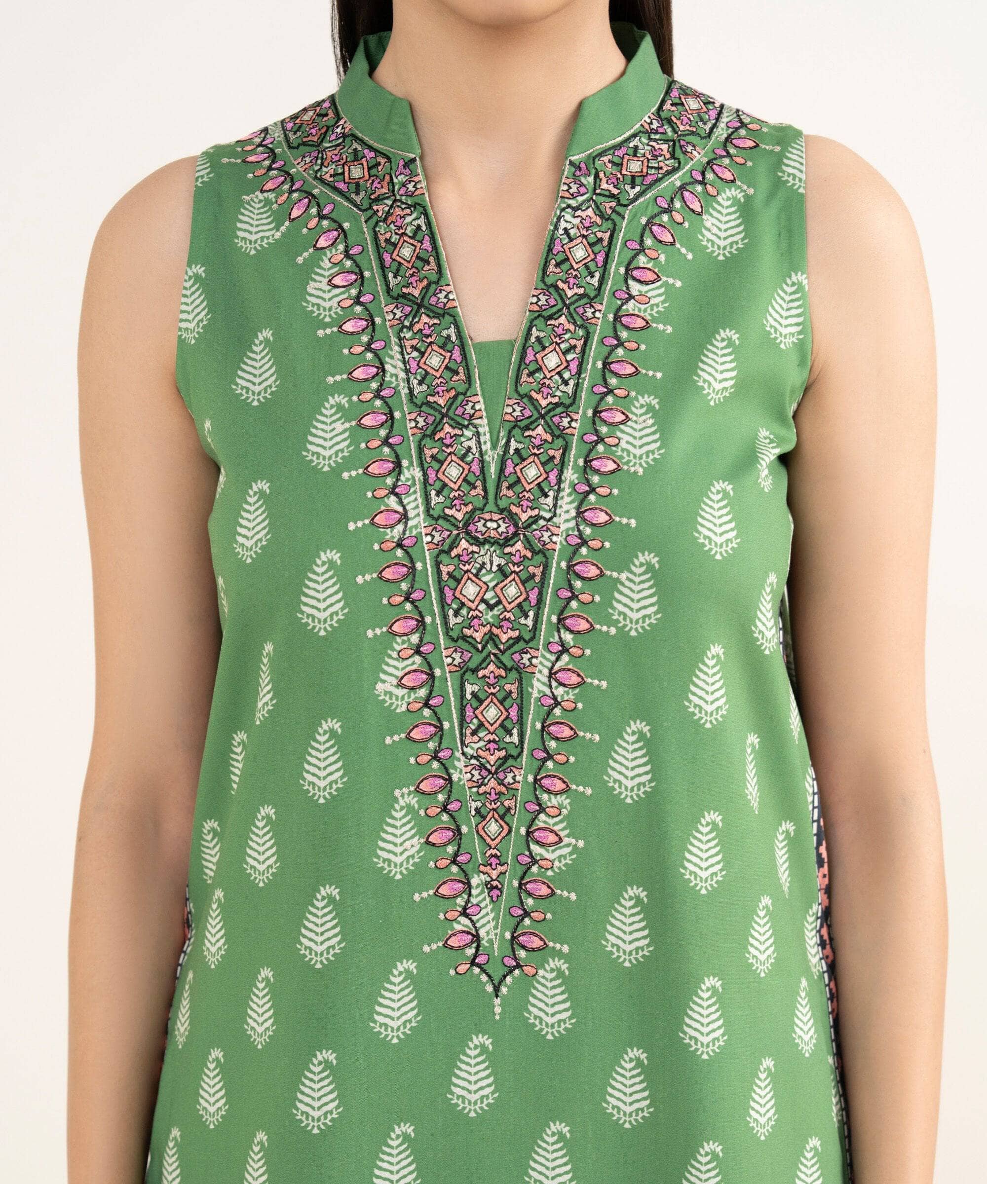 Sapphire Winter Essentials/Embroidered Linen Suit/0U3PE-DY25V7-7/Green