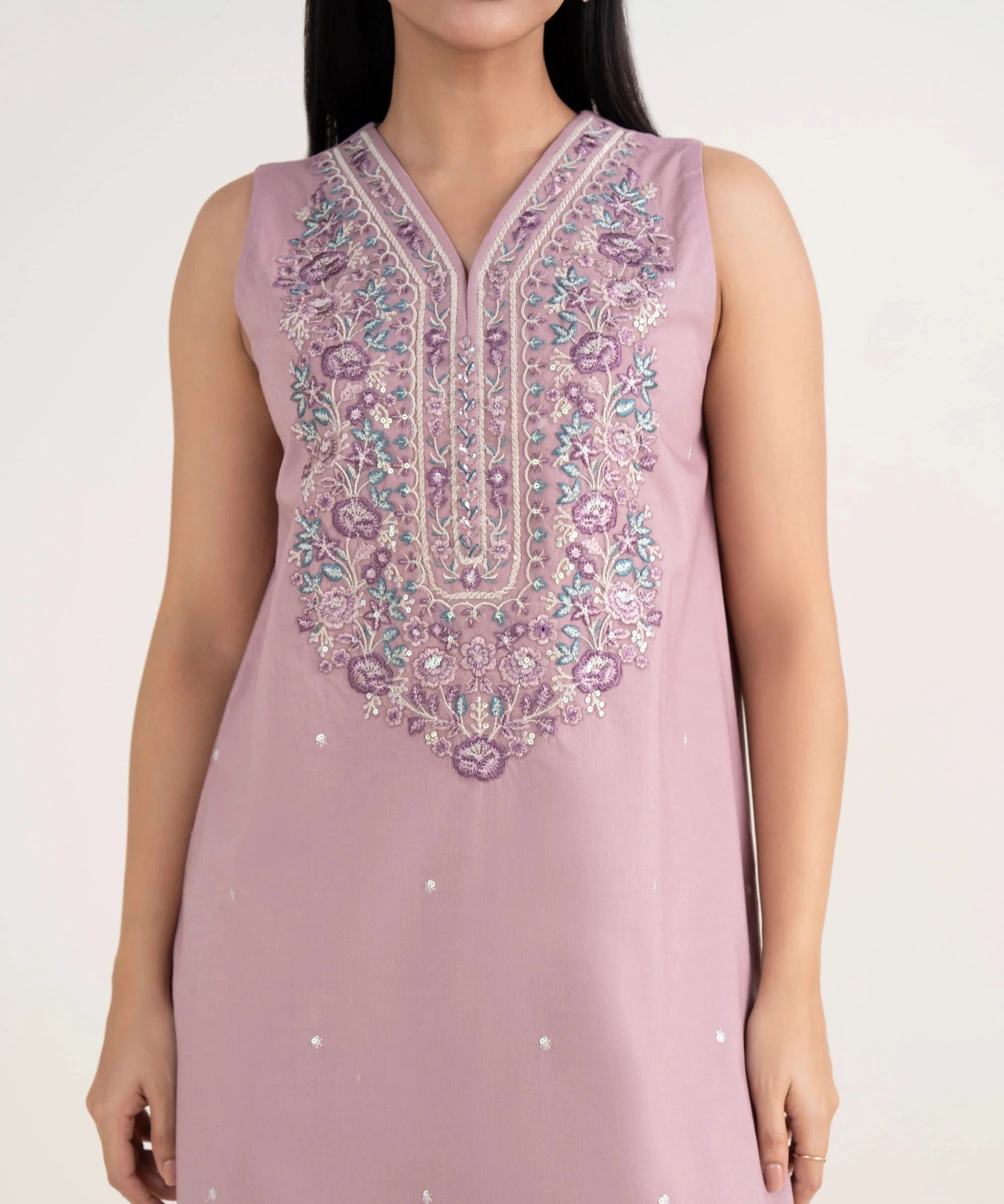 Sapphire Winter Essentials/Embroideried Cotton Viscose Suit/DY25V7-19 B/Light Mauve