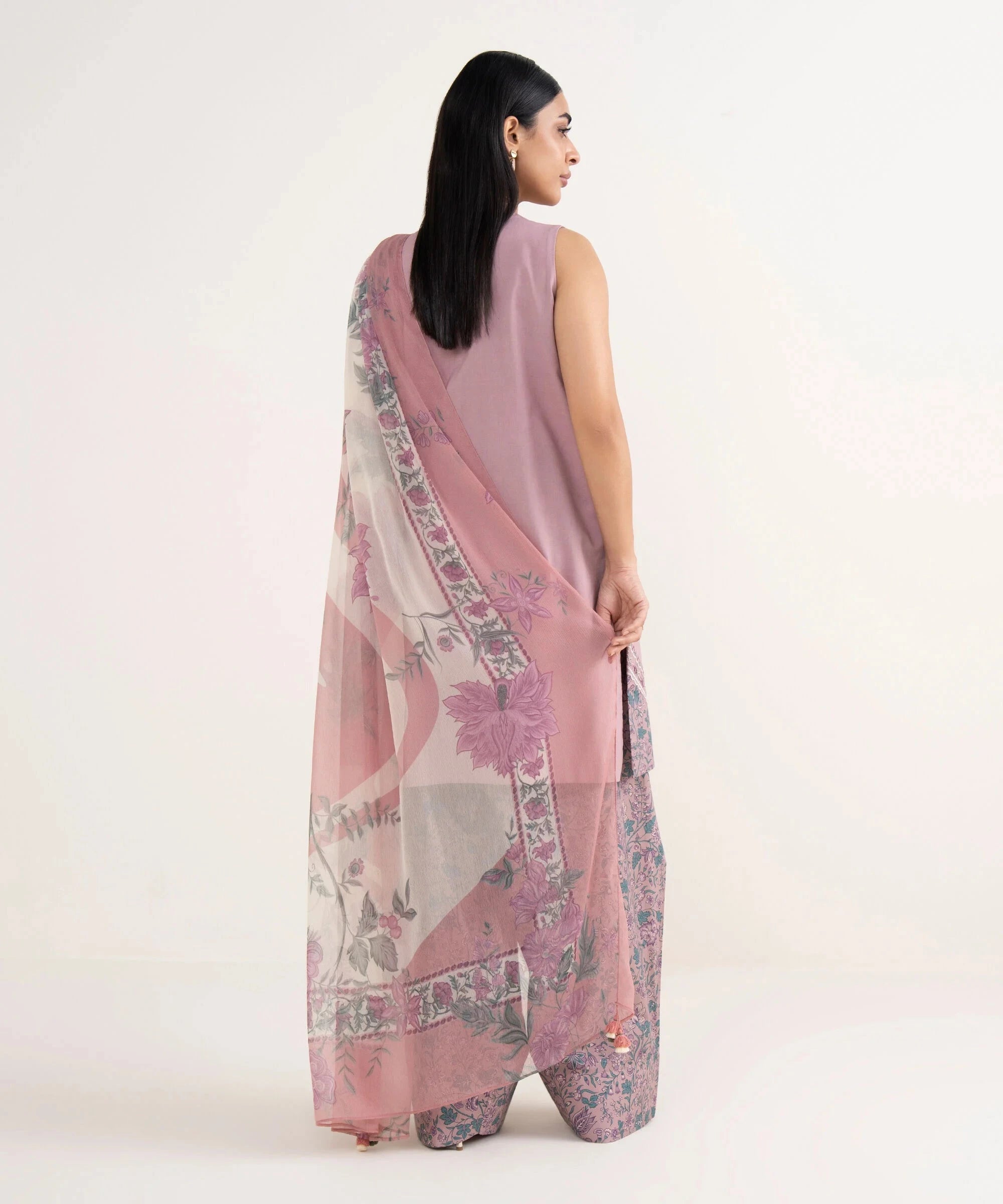 Sapphire Winter Essentials/Embroideried Cotton Viscose Suit/DY25V7-19 B/Light Mauve