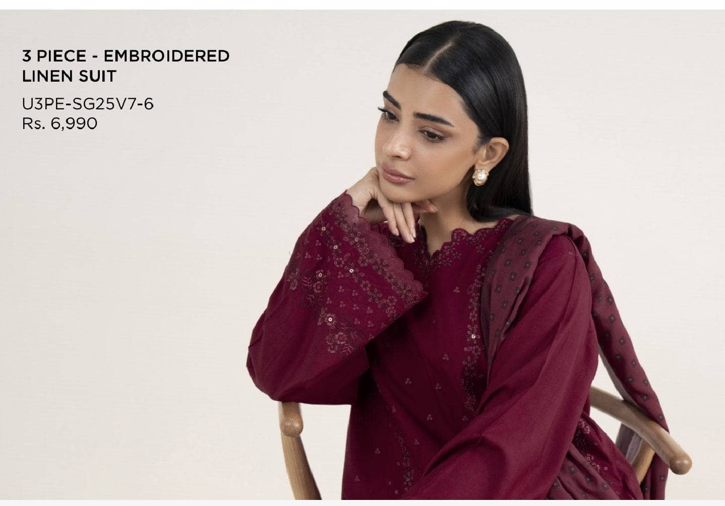 Sapphire Winter essentials/Embroideried Fine Cotton Satin Suit/U3PE/SG25V7-6