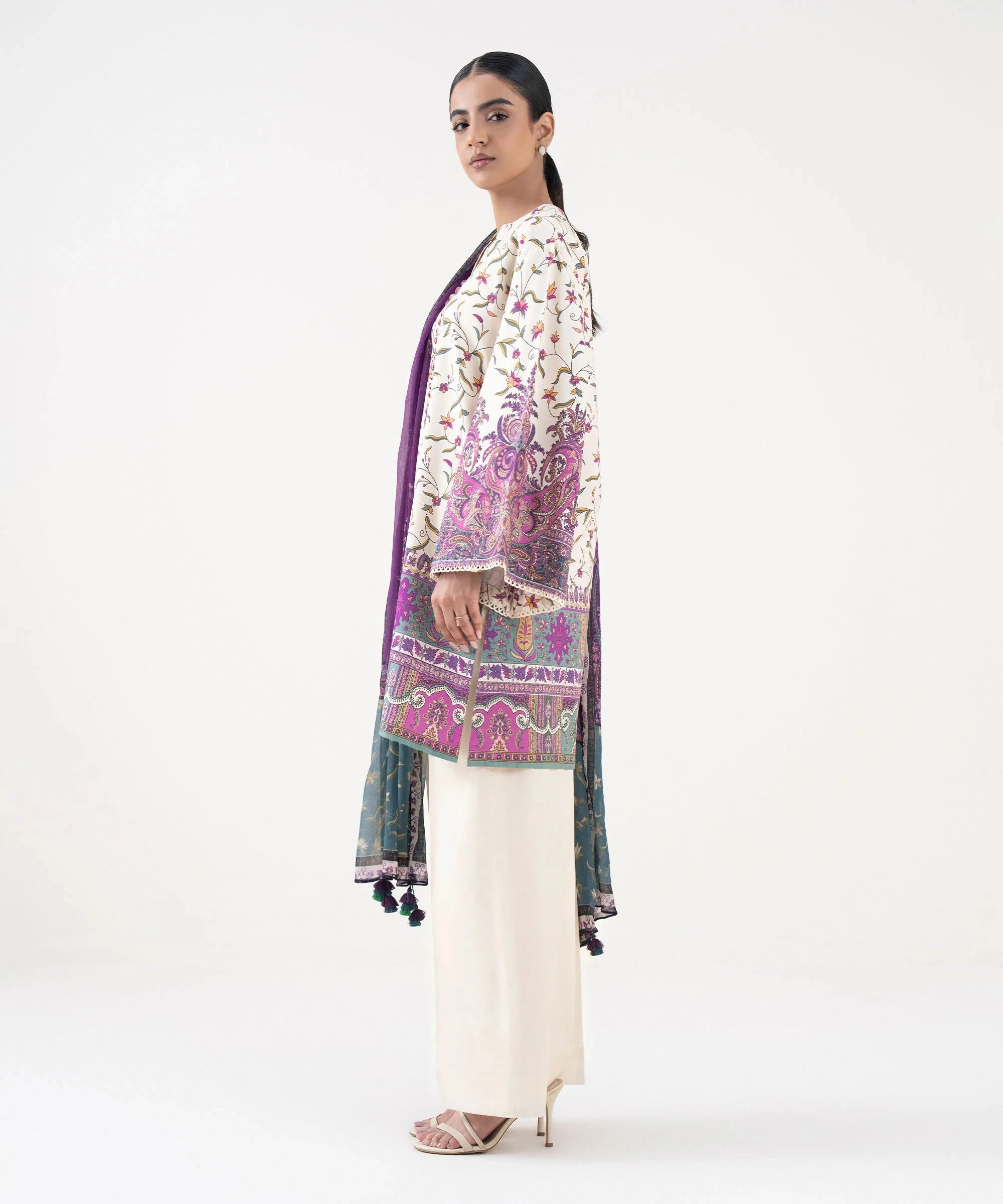 Sapphire Winter essentials/Printed Linen Suit/00U3P-DY25V-71/Off White Purple