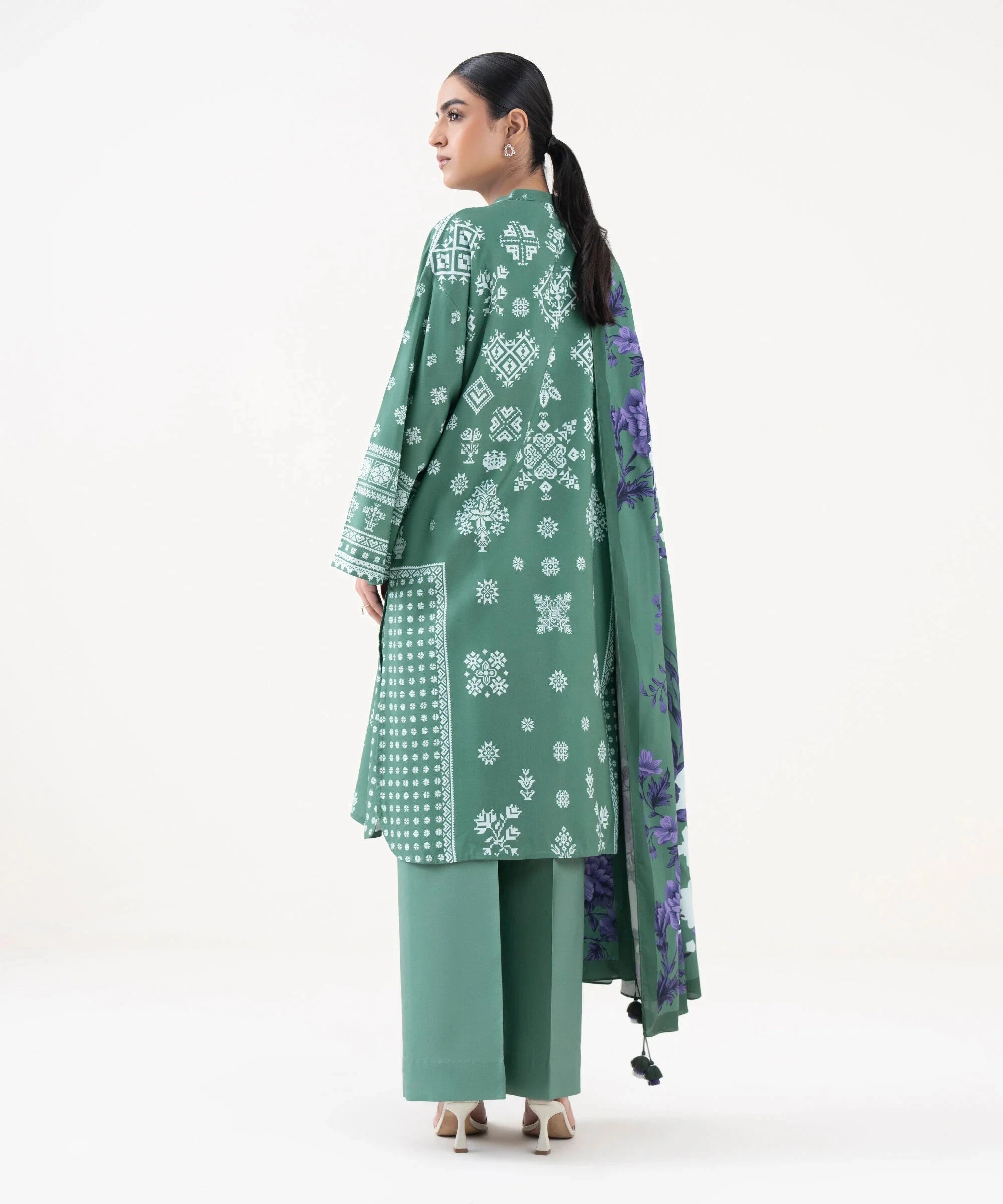 Sapphire Winter Essentials/Printed Linen Suit/U3P-DY25V7-10-Green