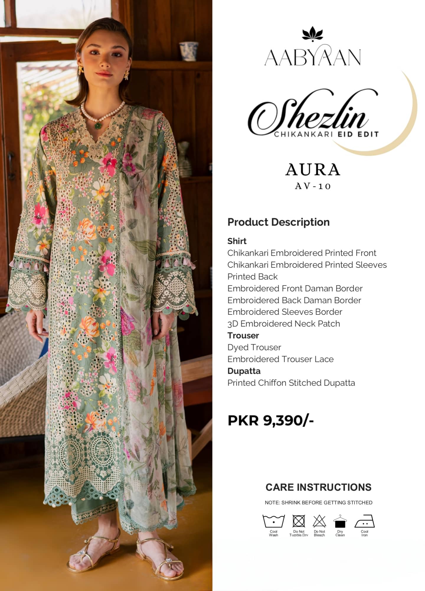 Aabyaan Shezlyn Chikankari Lawn/Aura