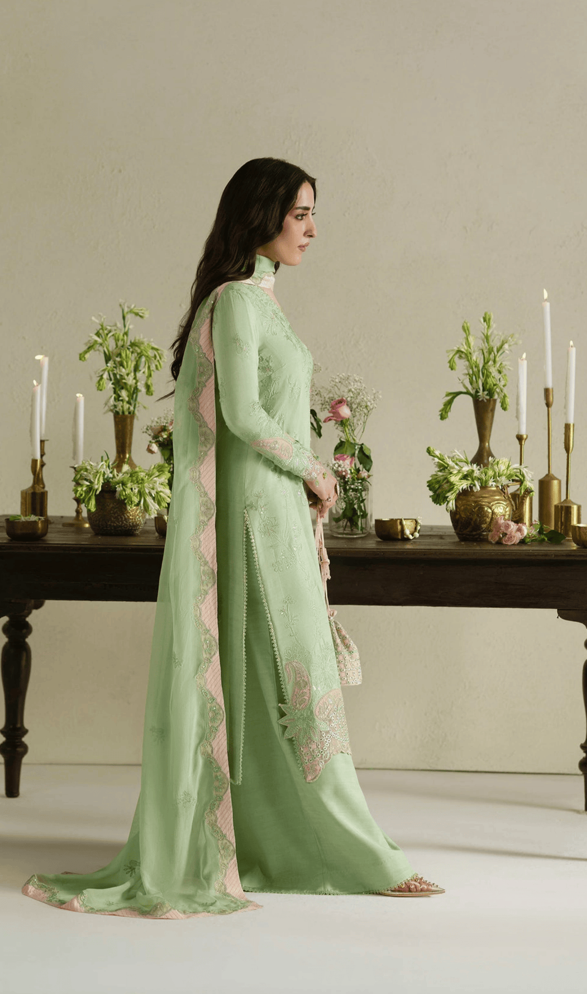 Vera Premium Raw Silk 2026/Gajra/Mint Green