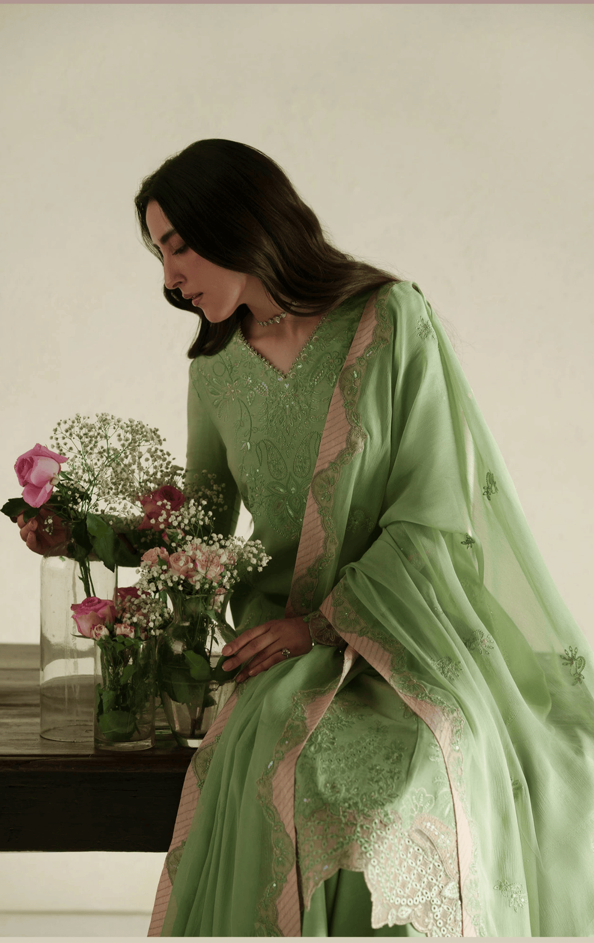 Vera Premium Raw Silk 2026/Gajra/Mint Green