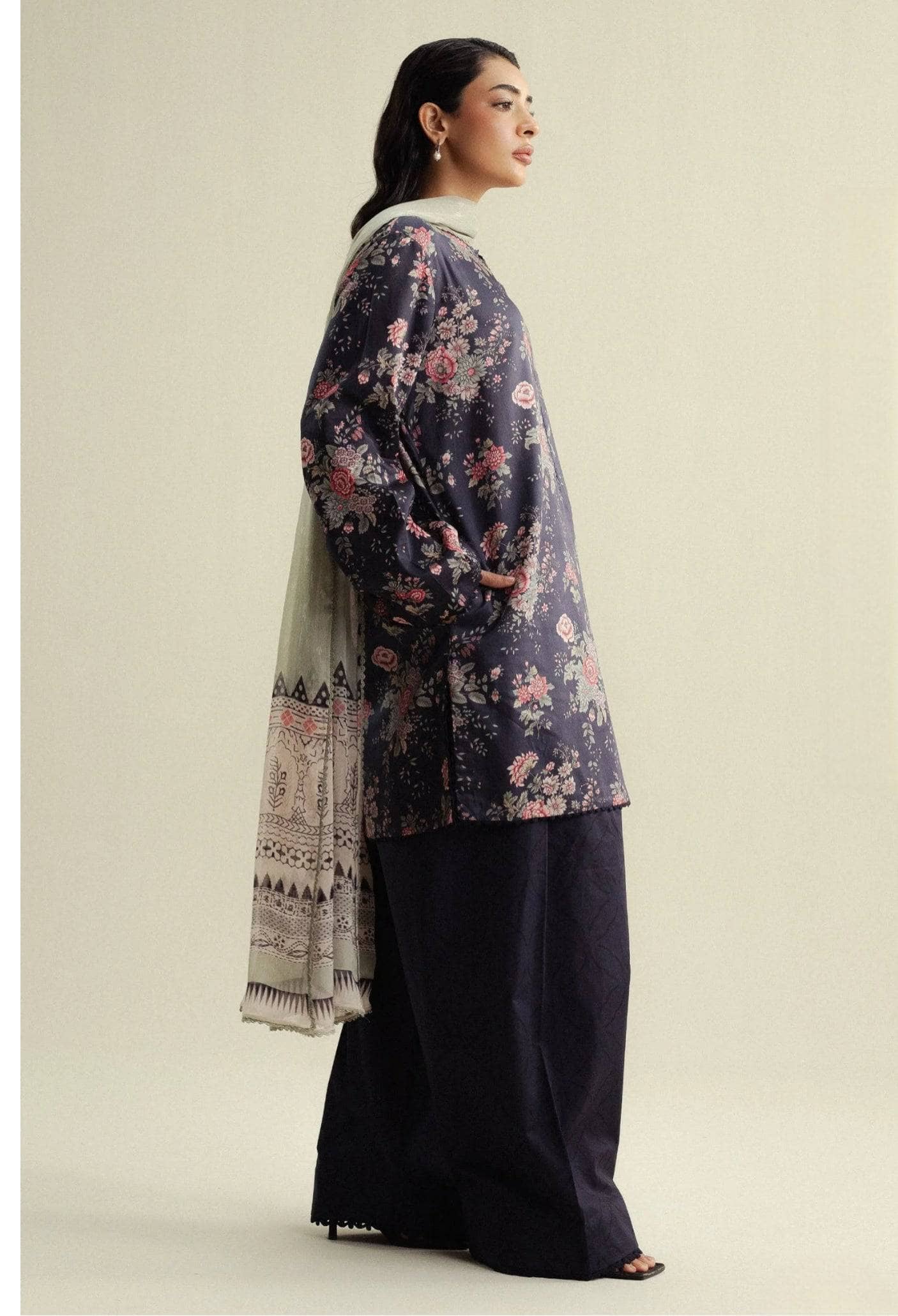 Zara Shahjahan Coco Prints 25/Fall Edit/Aster-4A/Aster-4A/Blue