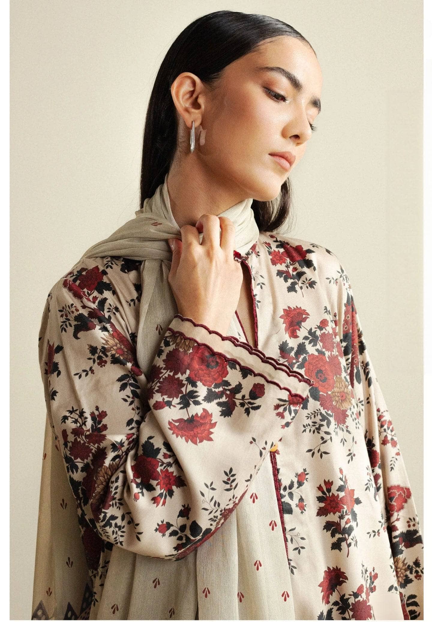 Zara Shahjahan Coco Prints 25/Fall Edit/Aster-4B/Mocha Mousse