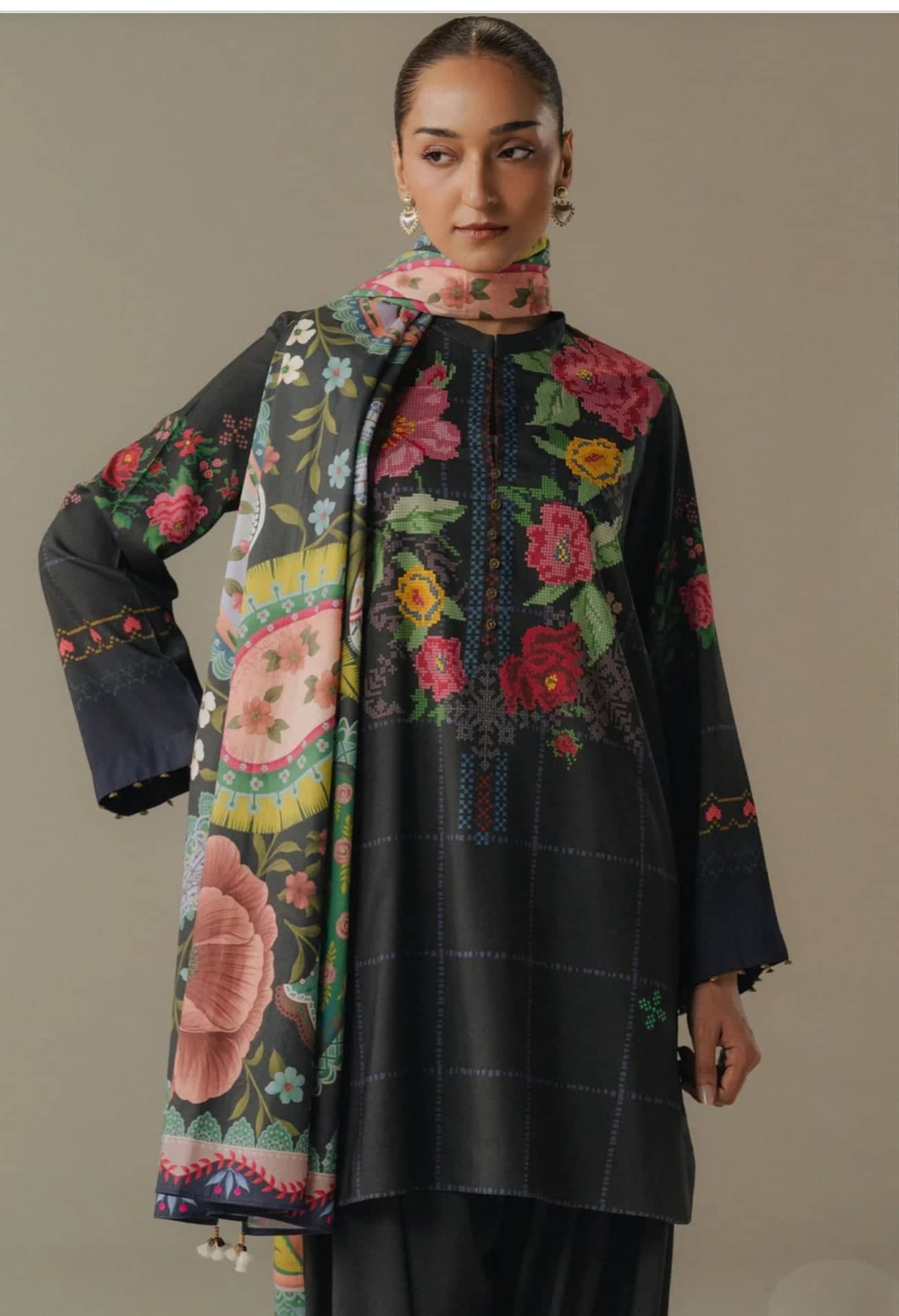 Zara Shahjahan Coco Fall Edit Lawn Pakistani Suits Zara Shahjahan Coco Prints 25/Vol 5/Olive Hour/5A