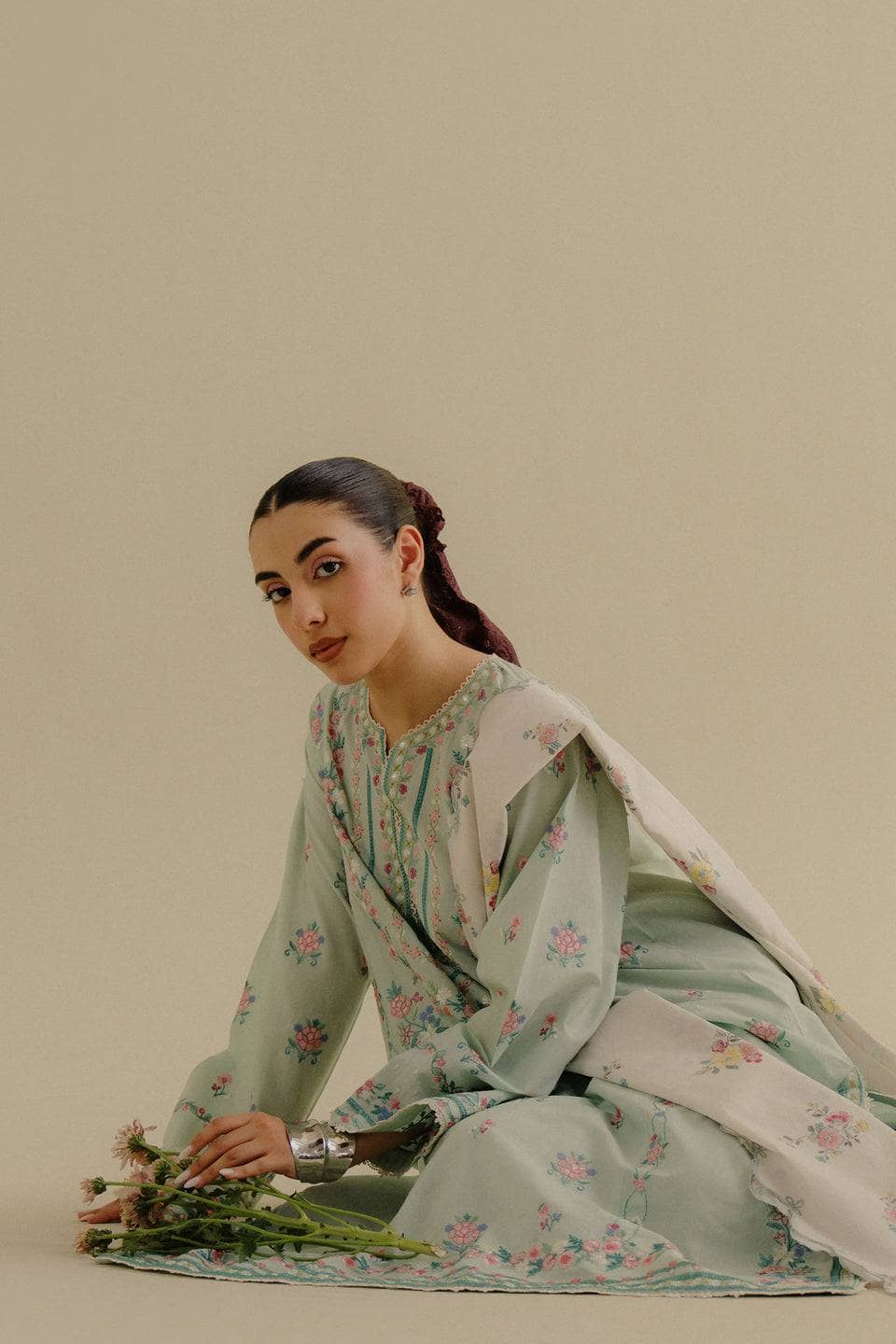 Coco Edit 2/Mint Green/Zeest-9A/Self Jacquard Dupatta