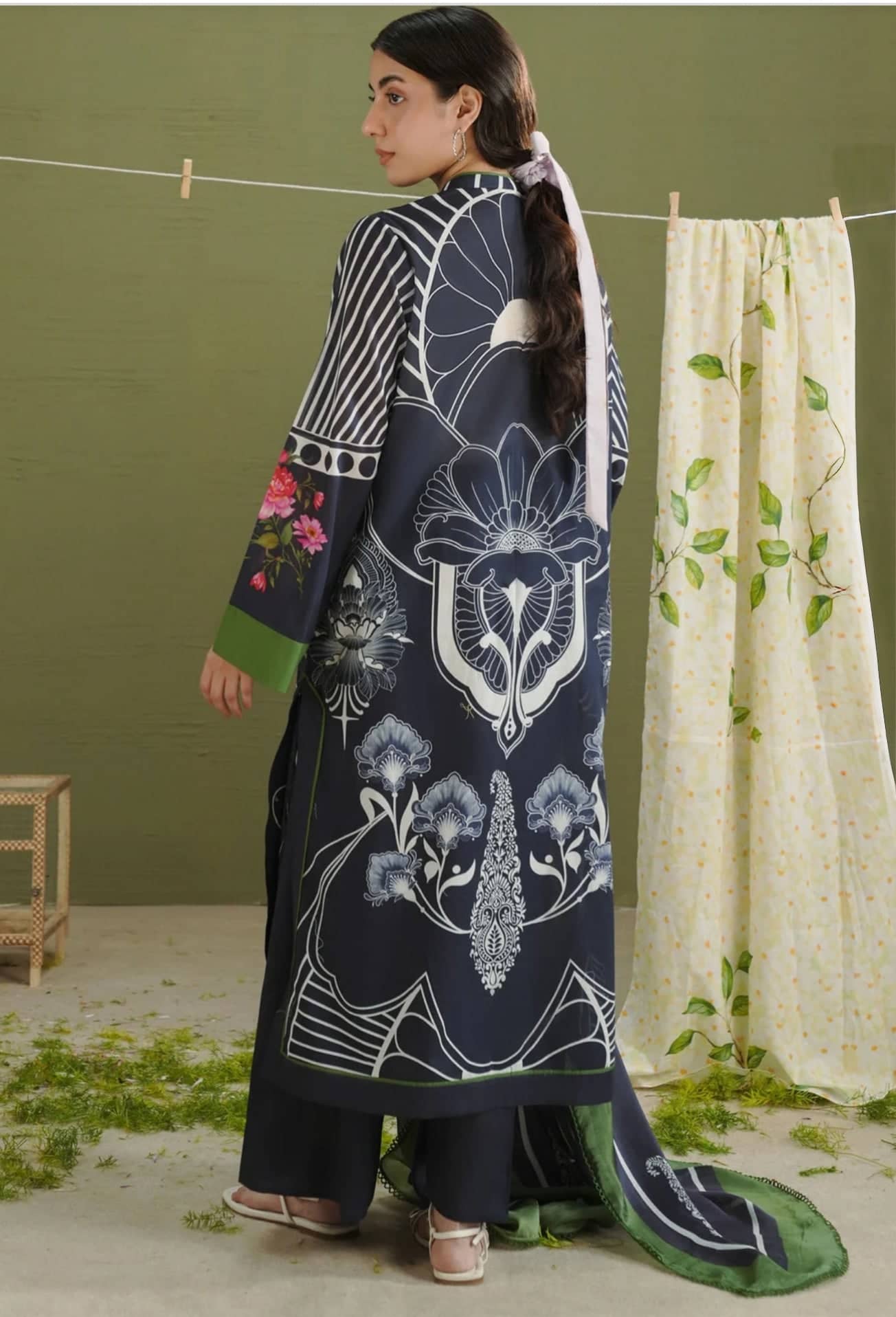 Restocked/Zara Shahjahan 26 Drop 1/Raya 10B/Midnight Blue/Silk Dupatta