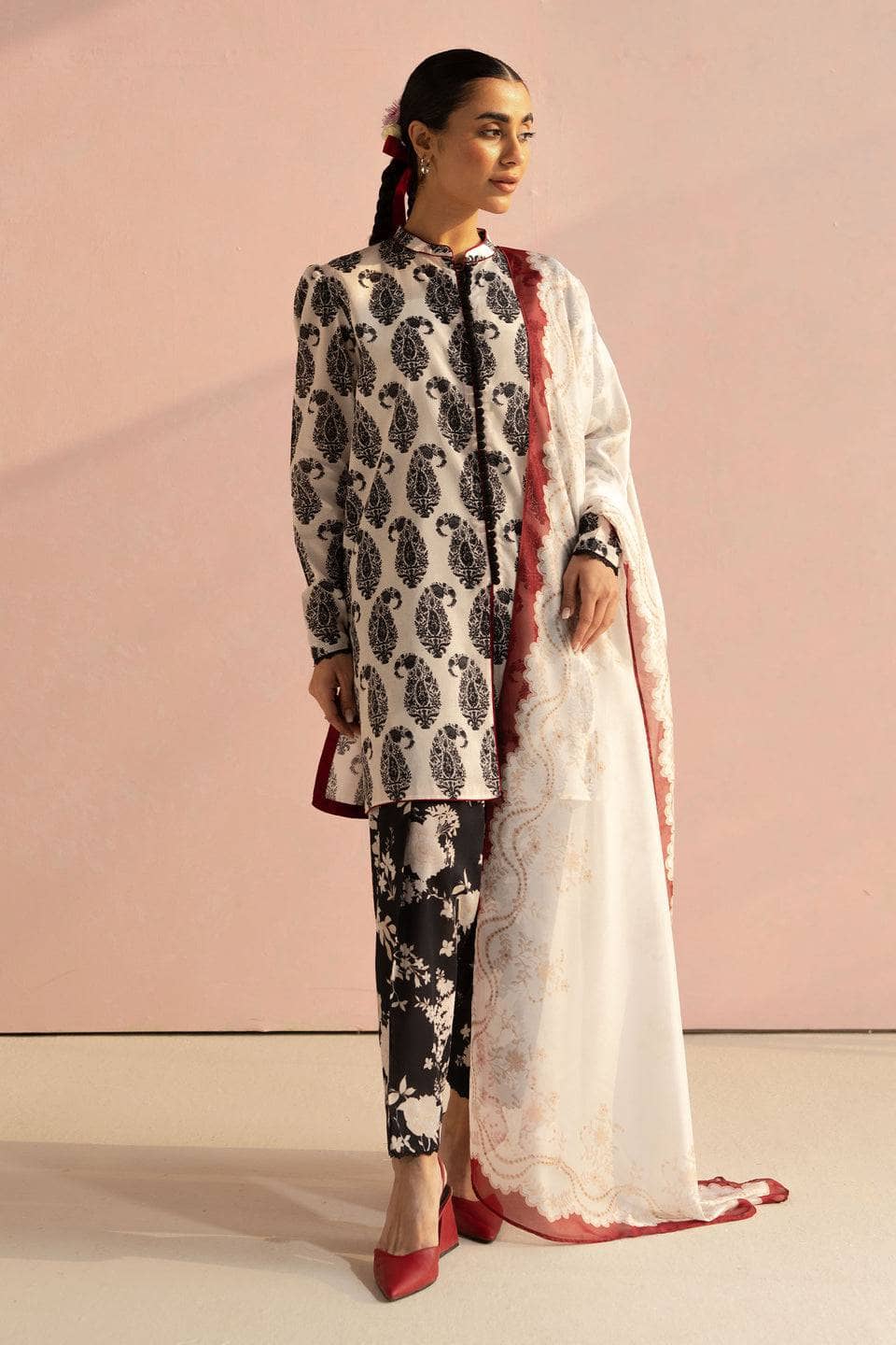 Zara Shahjahan Coco Prints Lawn Pakistani Suits Restocked/Zara Shahjahan Coco Prints 25/Pasley-6A/Silk Dupatta