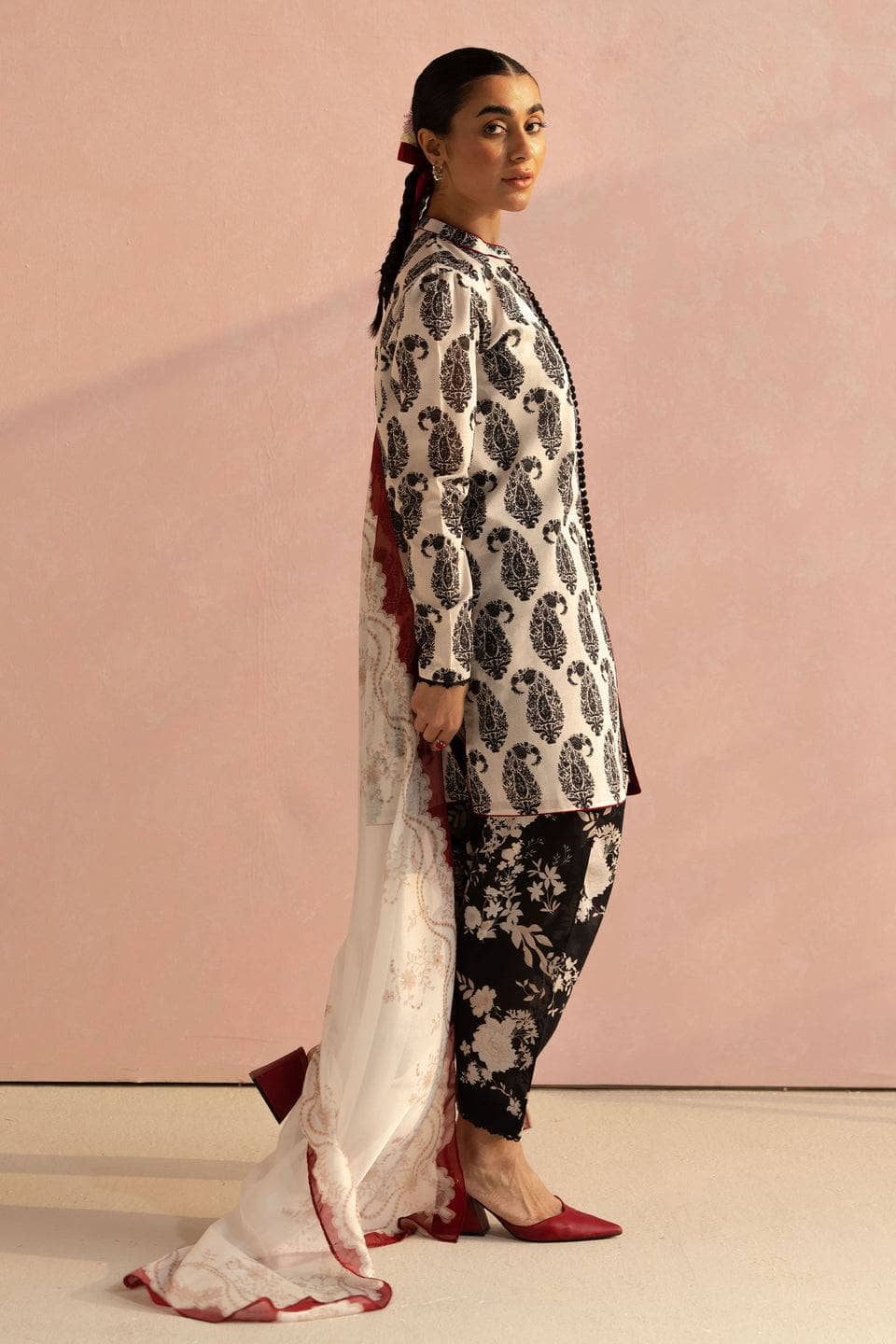 Zara Shahjahan Coco Prints Lawn Pakistani Suits Restocked/Zara Shahjahan Coco Prints 25/Pasley-6A/Silk Dupatta