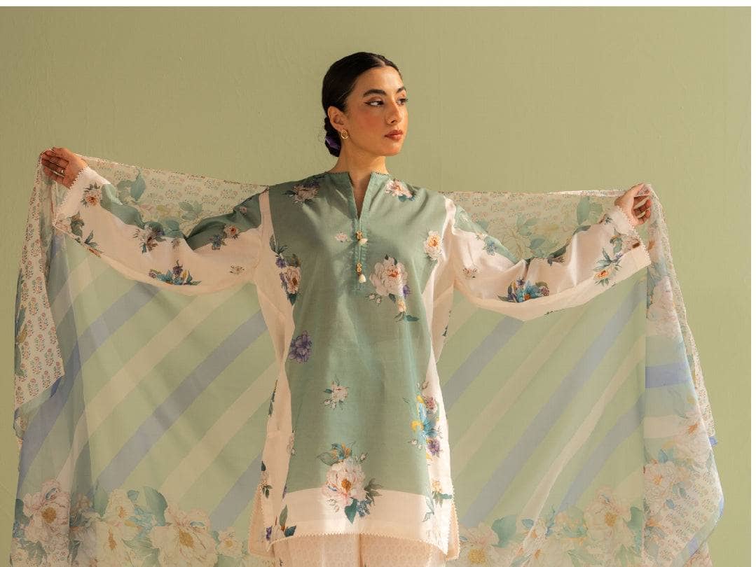 Zara Shahjahan Coco Prints Lawn Pakistani Suits Restocked/Zara Shahjahan Coco Prints 25/Sofia-2A/Silk Dupatta