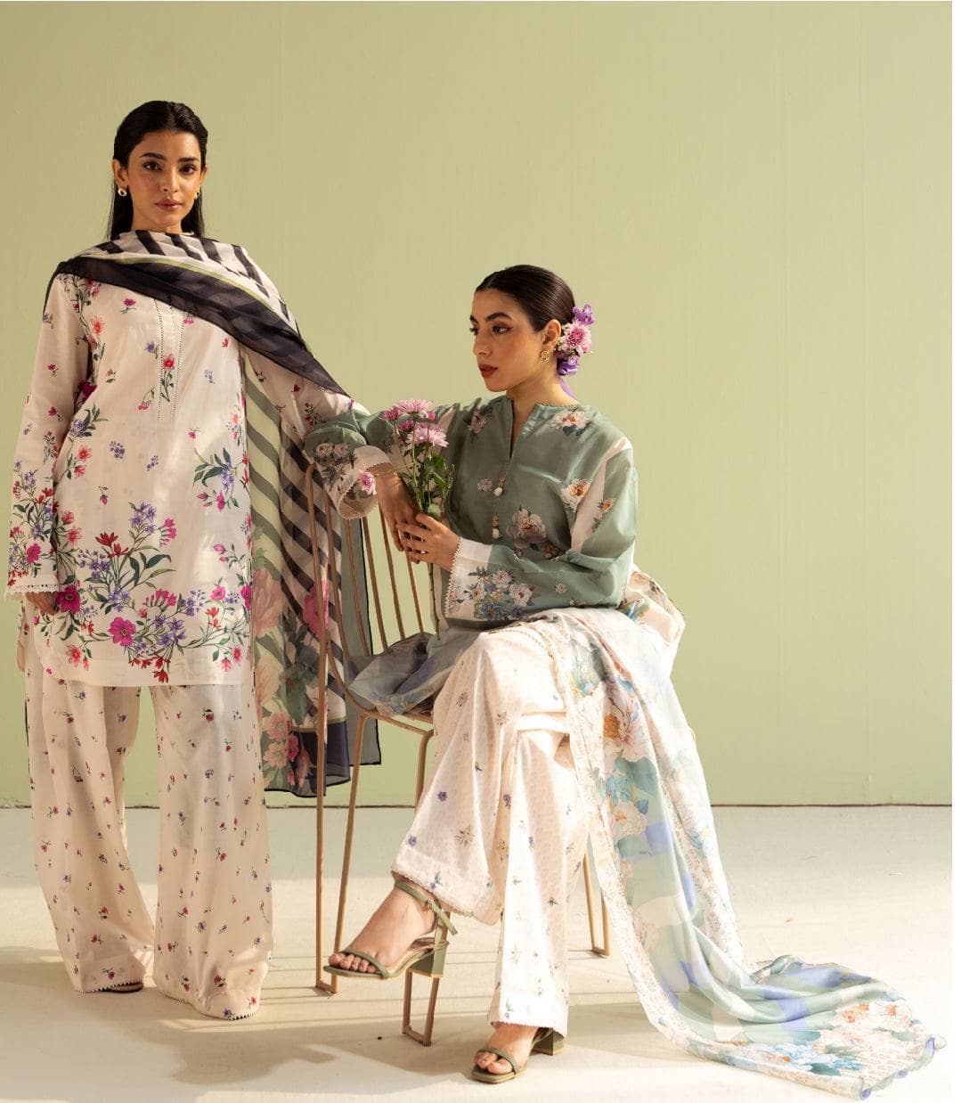 Zara Shahjahan Coco Prints Lawn Pakistani Suits Restocked/Zara Shahjahan Coco Prints 25/Sofia-2A/Silk Dupatta