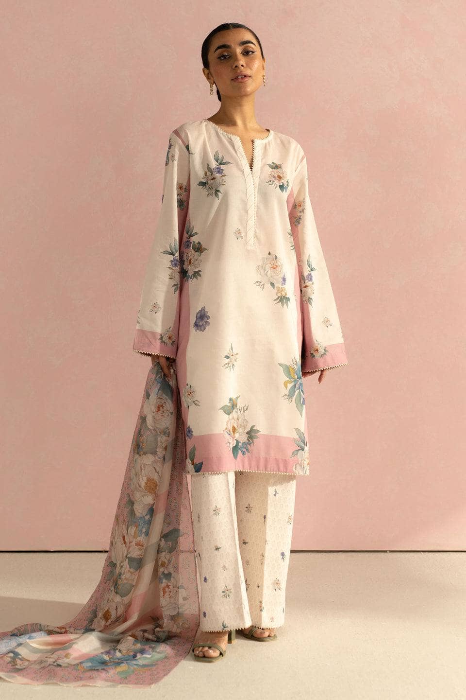 Zara Shahjahan Coco Prints Lawn Pakistani Suits Restocked/Zara Shahjahan Coco Prints 25/Sofia-2B/Silk Dupatta