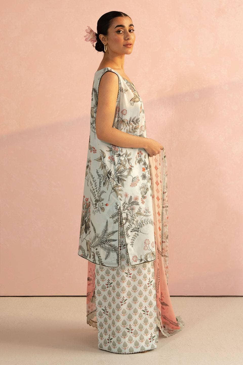 Zara Shahjahan Coco Prints Lawn Pakistani Suits Restocked/Zara Shahjahan Coco Prints 25/Zoe-7A/Chiffon Dupatta