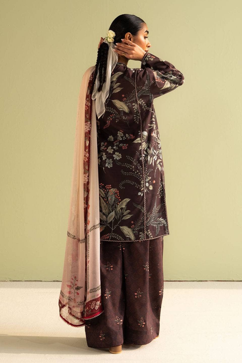 Zara Shahjahan Coco Prints Lawn Pakistani Suits Restocked/Zara Shahjahan Coco Prints 25/Zoe-7B/Chiffon Dupatta