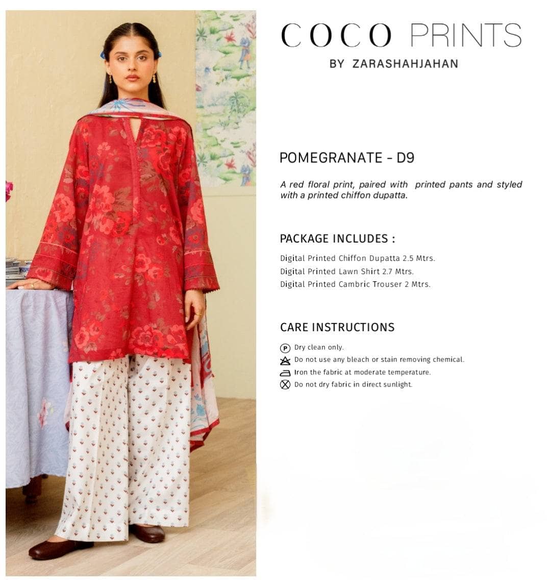 Restocked/Zara Shahjahan Coco Prints/POMEGRANATE-D9