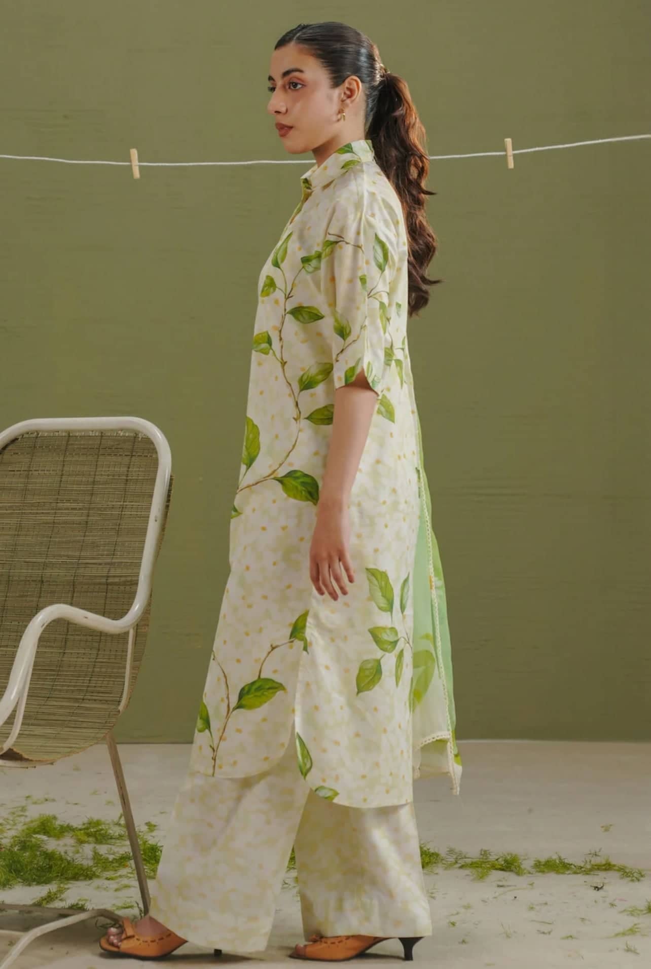 Zara Shahjahan 26 Drop 1/Kael 7A/Lime-Green/Chiffon Dupatta