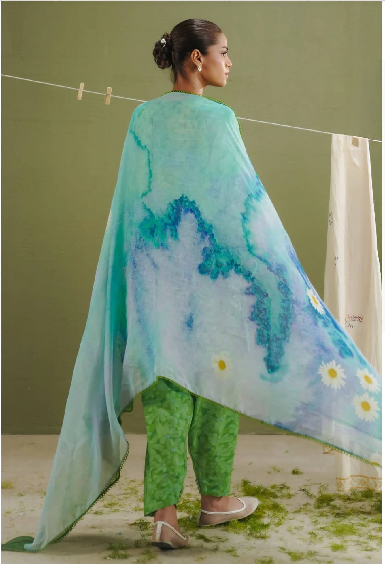 Restocked/Zara Shahjahan 26 Drop 1/Kael 7B/Aqua Marine/Chiffon Dupatta