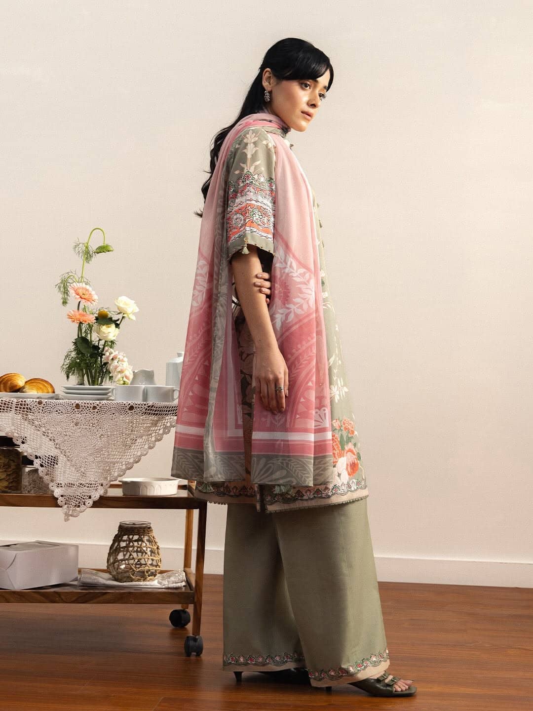 Zara Shahjahan Coco Prints 26 Drop 2/Zen/10A/Silk Dupatta