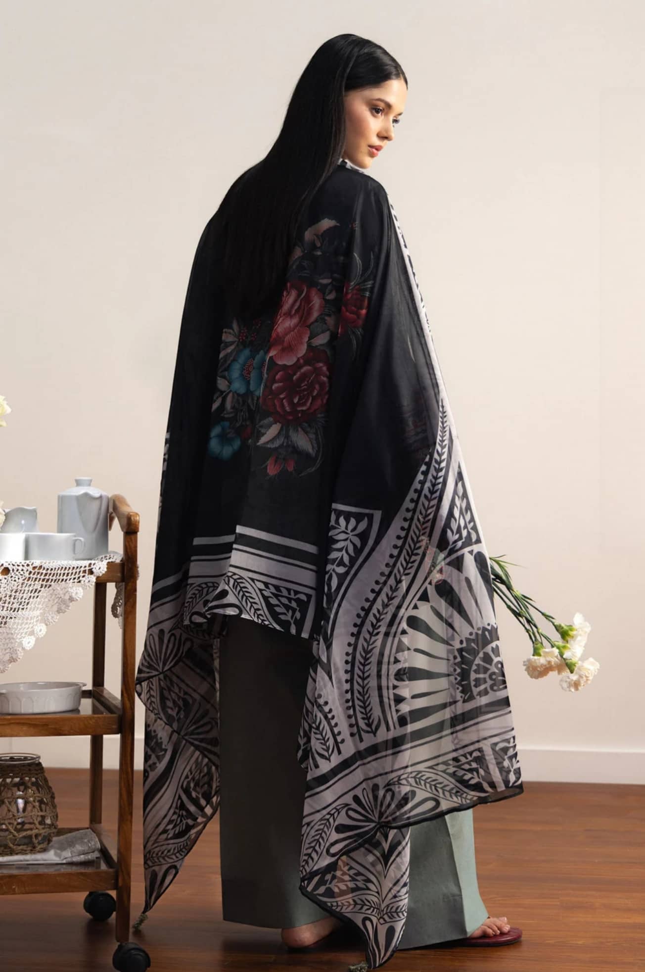 Restocked/Zara Shahjahan Coco Prints 26 Drop 2/Zen-10B/Silk Dupatta