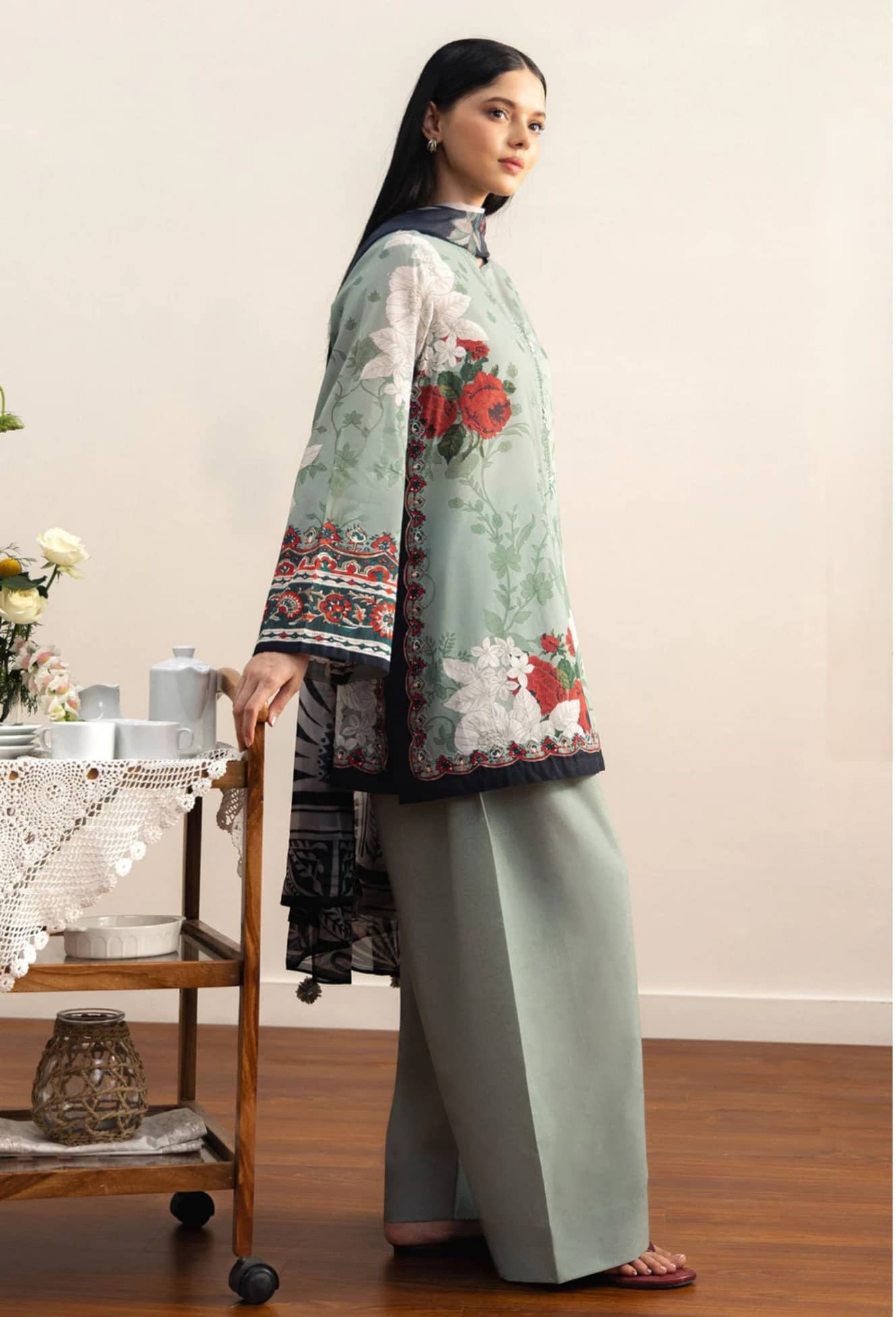 Restocked/Zara Shahjahan Coco Prints 26 Drop 2/Zen-10B/Silk Dupatta