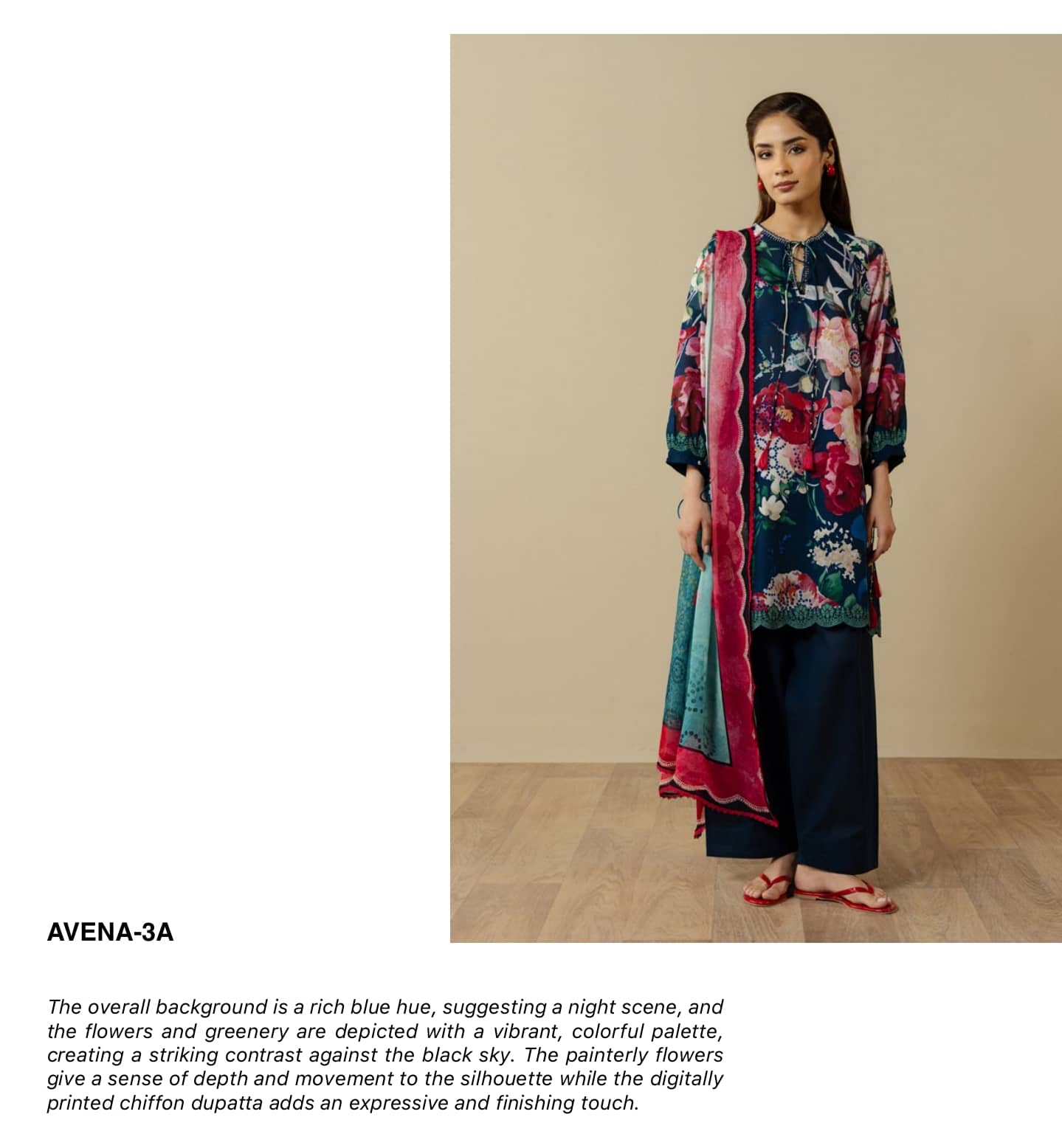 Zara Shahjahan Coco Prints Drop 3/Avena 3A/Chiffon Dupatta