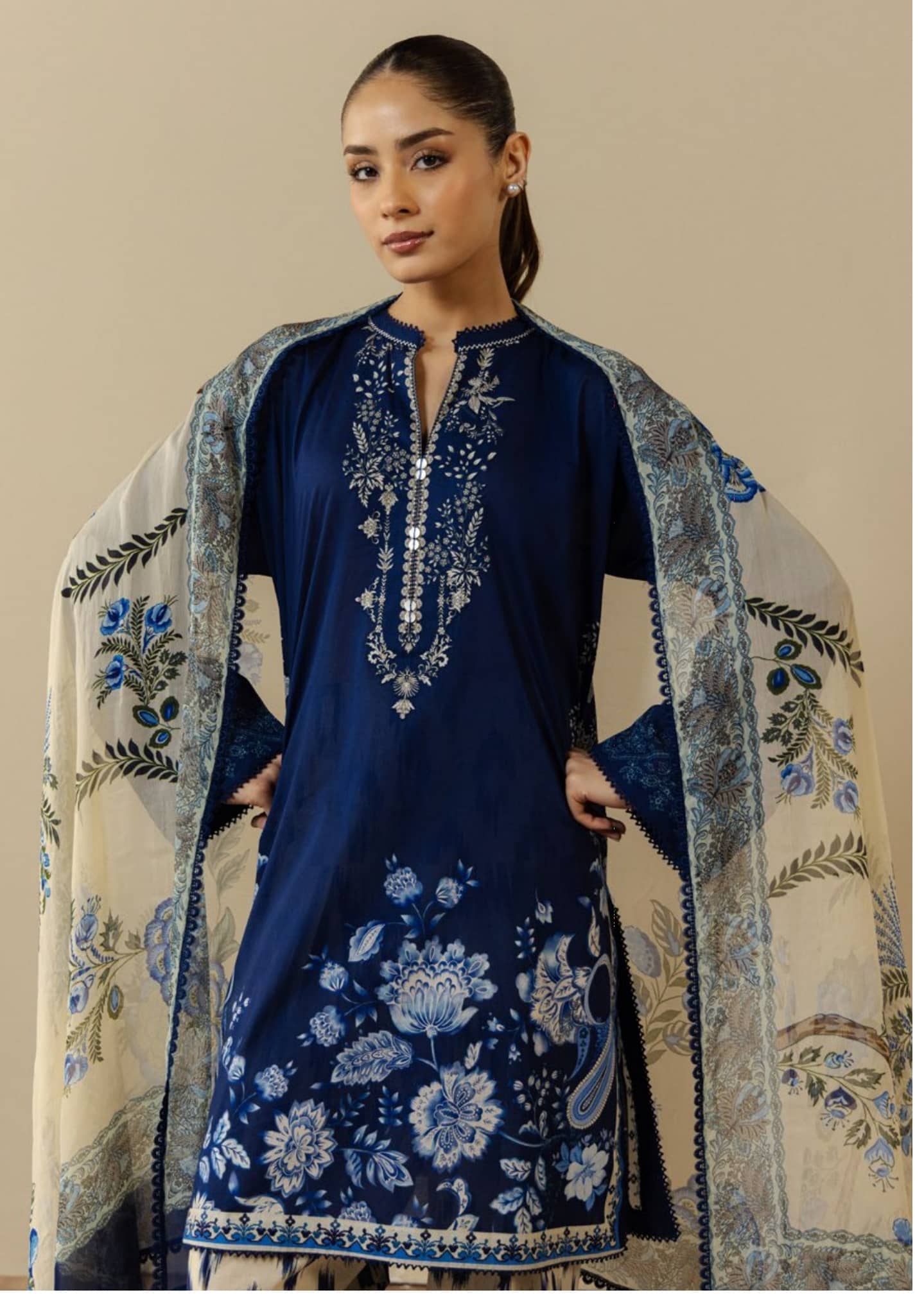 Zara Shahjahan Coco Prints Drop 3/Cassia 10A/Chiffon Dupatta