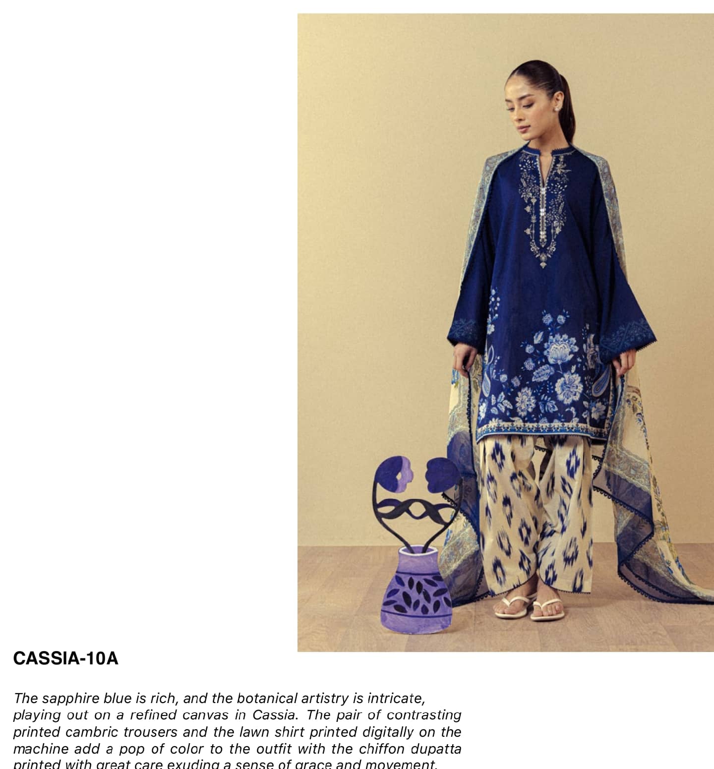 Zara Shahjahan Coco Prints Drop 3/Cassia 10A/Chiffon Dupatta