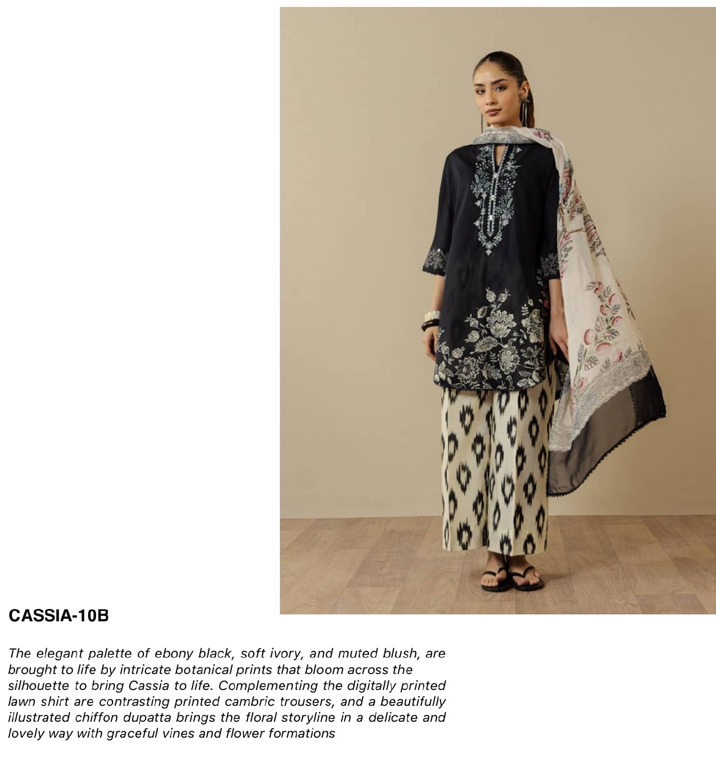 Zara Shahjahan Coco Prints Drop 3/Cassia 10B/Chiffon Dupatta