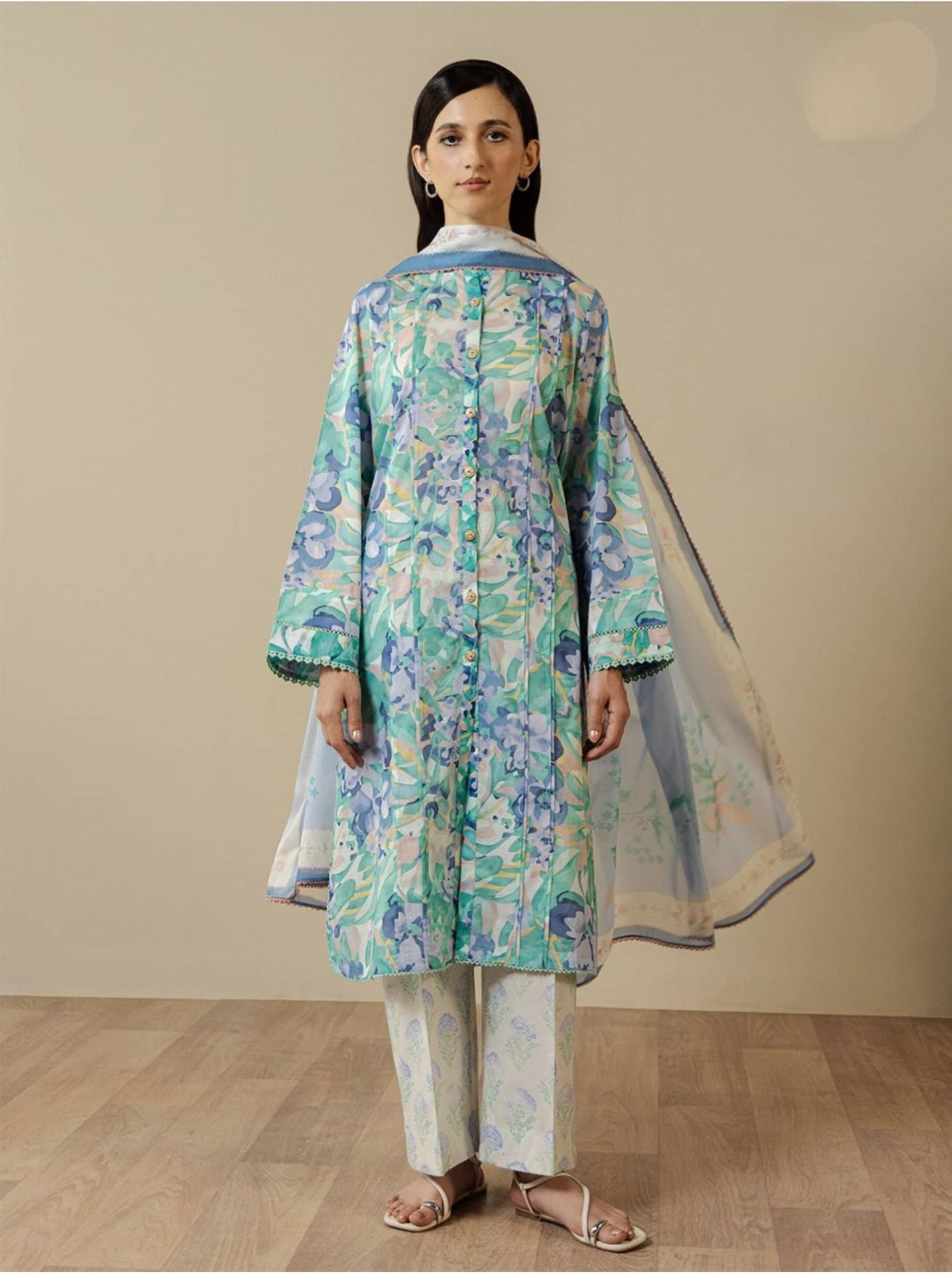 Zara Shahjahan Coco Prints Drop 3/Elaris 6B/Silk Dupatta