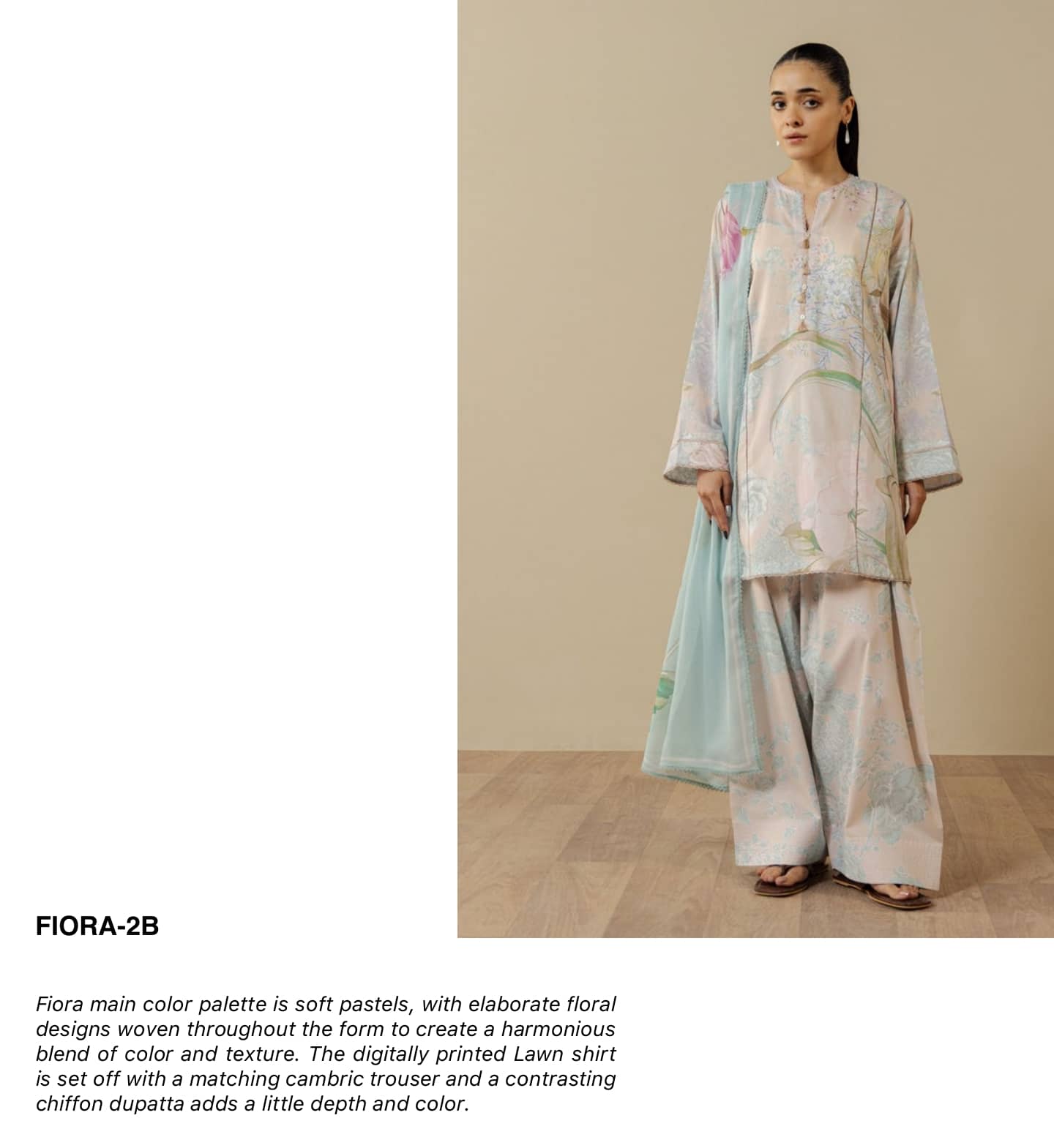 Zara Shahjahan Coco Prints Drop 3/Fiora 2B/Chiffon Dupatta