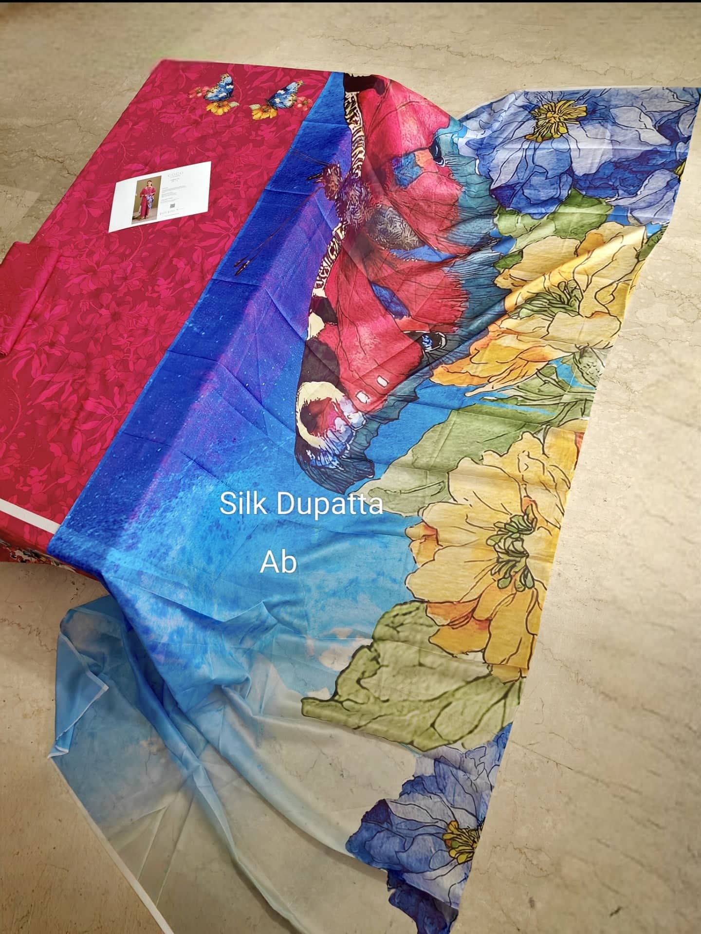 Sale‼️Open Pic/Zara Shahjahan 26 Drop 1/Cherry Red-Cobalt Blue/Gece 5A/Silk Dupatta